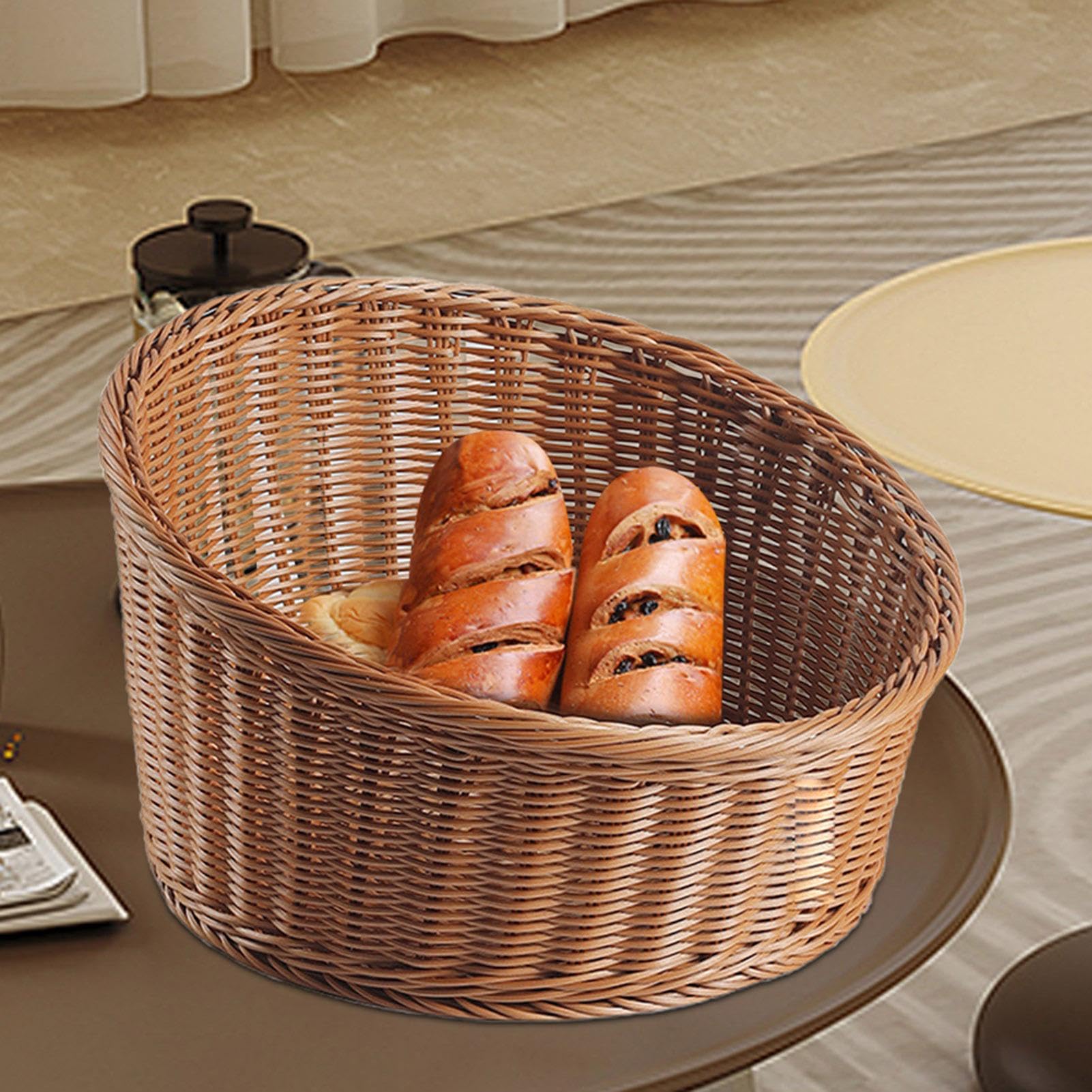 Cesta De Pan bandeja organizadora portafrutas imitación ratán aperitivos | Cesta De Mimbre Para Servir Pan Cocina Restaurante Picnic Panadería Desayunador Mesa Comedor
