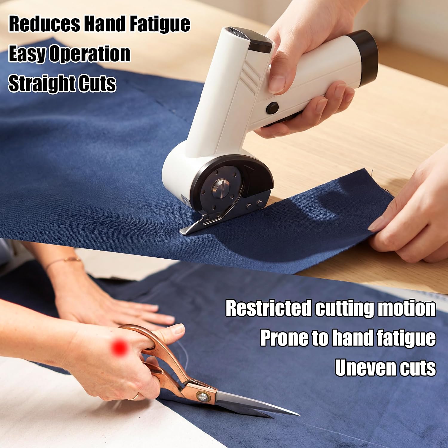 4.2V Electric Cardboard Cutter - 4 Speed Adjustable, LED Light, Battery Level Display, Replacement Blades, Rechargeable Cordless Electric Scissors for Plastic, Carpet, Leather (White)