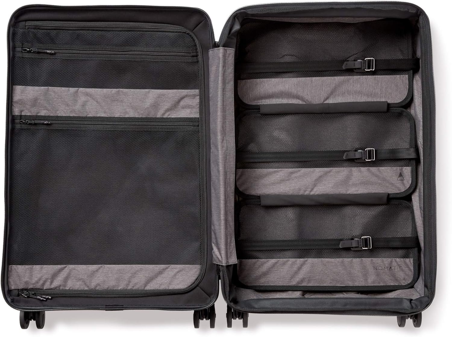 NOMATIC Check-in Luggage- Premium Heavy Duty Checked Luggage - Expandable Black Suitcase for Easy Check-In -Maximize Space with Compression Straps, Hard Case Luggage for Men and Women
