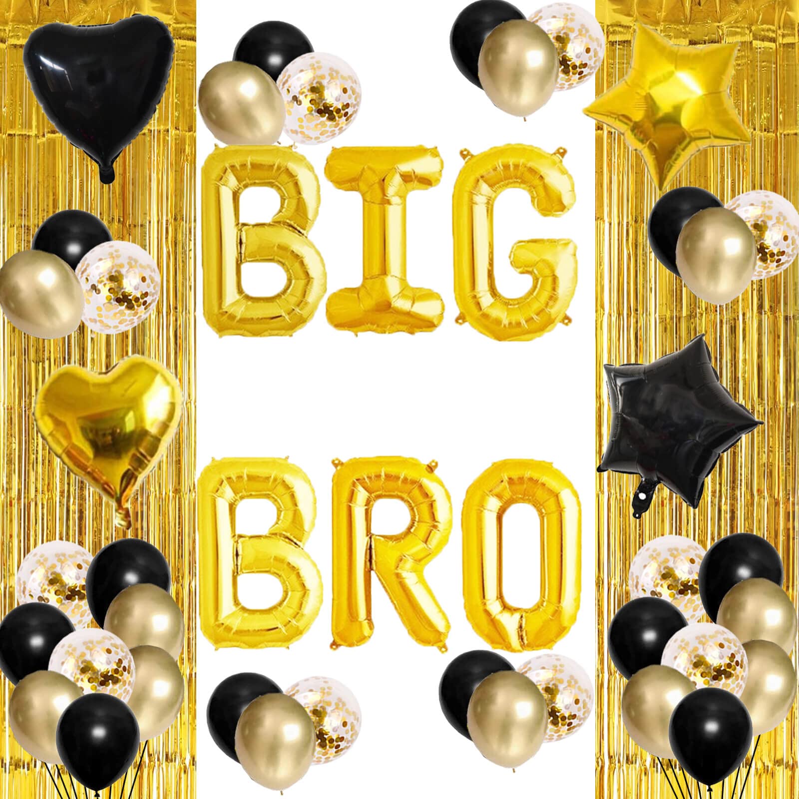 Big Bro Party Decorations Gold Big Brother Party Balloons Big Bro Themed Newborn Baby Announcement Gender Reveal Baby Shower Party Supplies Decorations