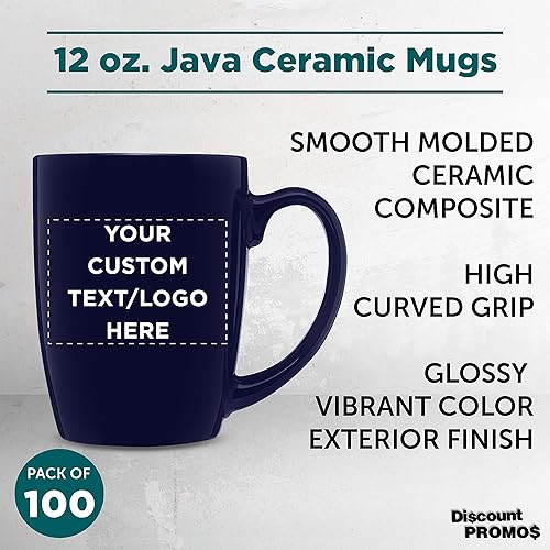 Miniatura 10 de Juego de tazas de café Java curvadas personalizadas, paquete de 50 unidades, logotipo personalizado, texto, 12 onzas, tazas de cerámica para