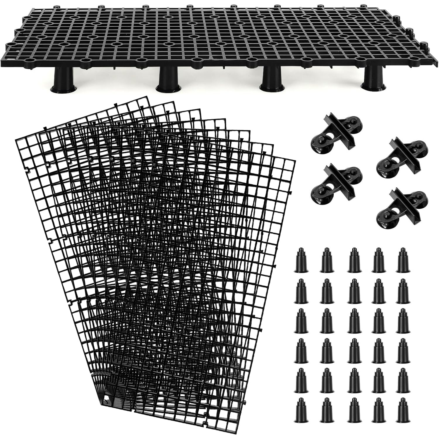 Azure Cantara 8pcs Aquarium Plastic Grid Divider Tray Egg Crate Aquarium Fish Tank Bottom Isolation with Bracket and Suction Cups(11.8x5.9 Inch)