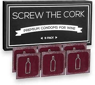 Condom Style Wine Bottle Stoppers (6 Pack) • Air-Tight Rubber Seal for Fresh Wine • Funny Wine Gifts & Novelty Gag Gift • Great For Bachelorette Parties, Birthdays & Christmas