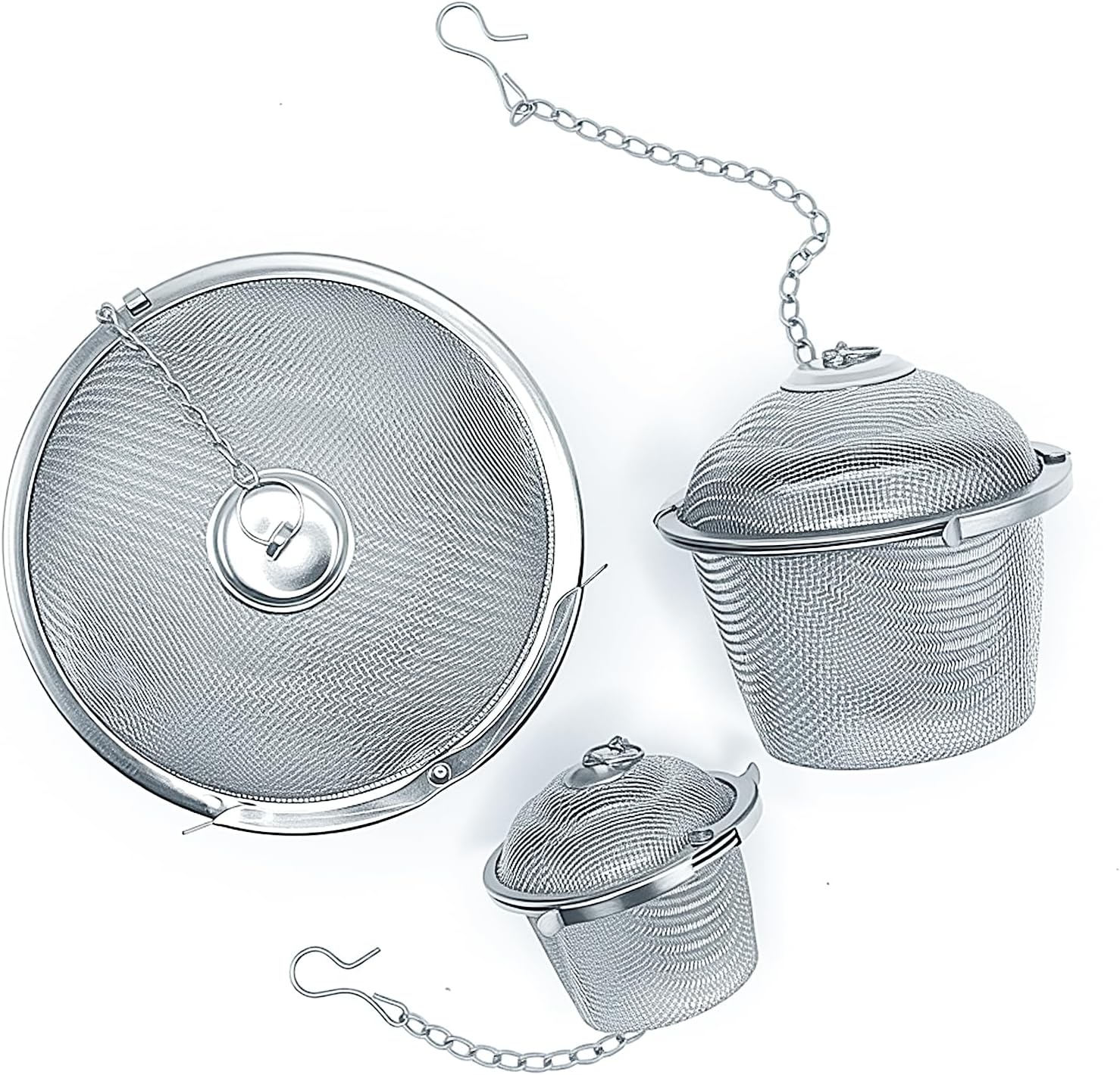 3 Pcs Stainless Steel Mesh Basket, Parts Washer Basket, for Ultrasonic Cleaner, for Jewelry Spice Ball Large Tea Ball Spice Ball for Cooking Ultrasonic Cleaner Baskets, 1.77" 2.56" 3.35"