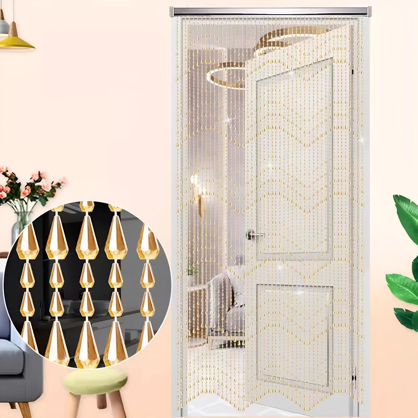 Eiauiuo One Color Crystal Bead Curtain, Acrylic Beads With Aluminum Alloy Rail – Diy Decorative Room Divider, Beaded String Curtain For Living Room, Bedroom & Window, Indoor Door Divider(80X180cm(26 Stränge))