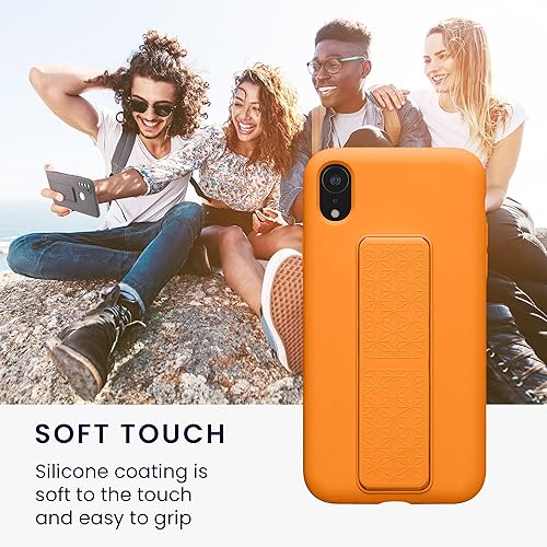 Miniatura 5 de kwmobile Funda compatible con Apple iPhone XR - Funda con correa de mano y revestimiento de silicona TPU suave - Naranja frutal