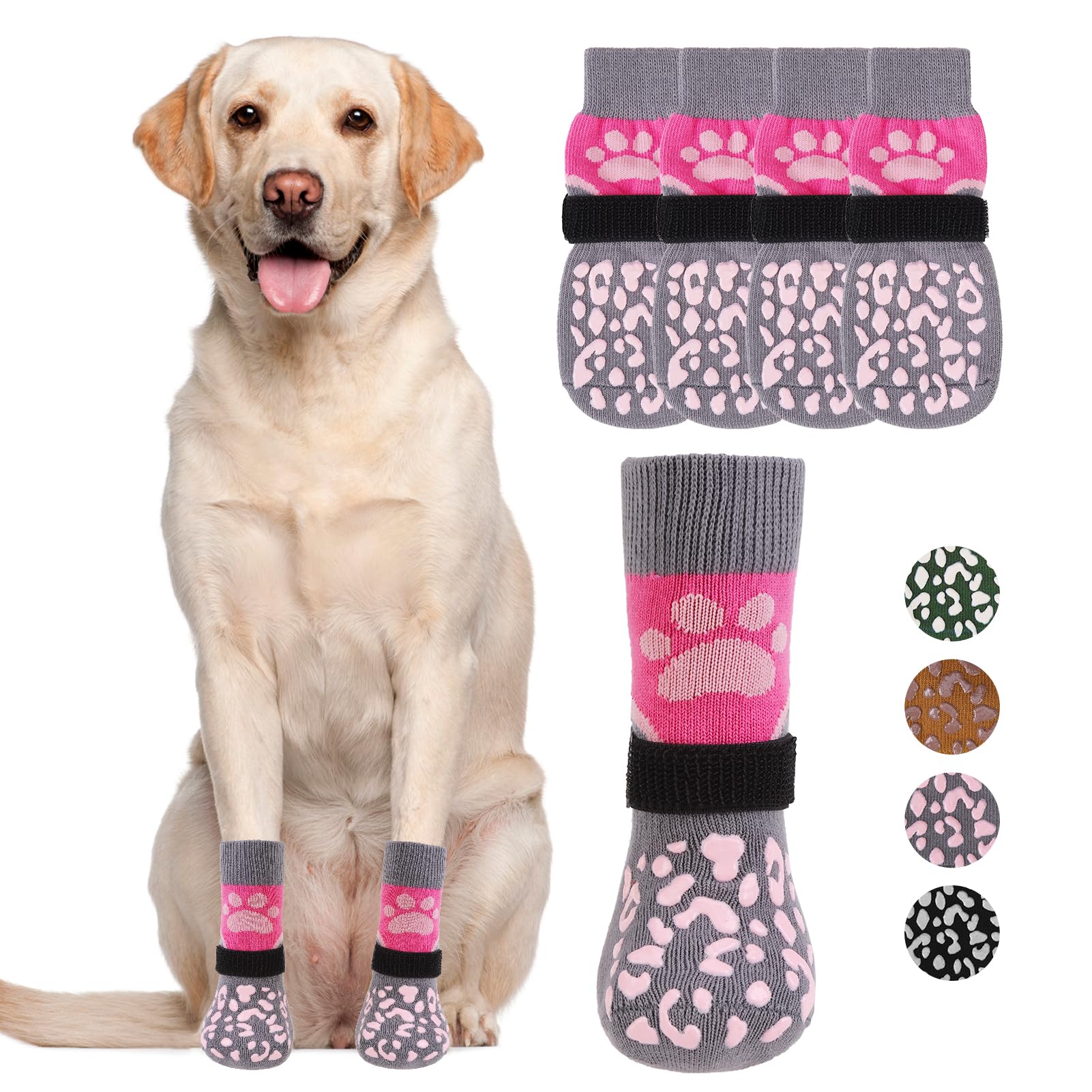 KOOLTAIL Dog Socks for Hot/Cold Pavement to Prevent Licking Paws Scratching,Anti Slip Pet Boots&Paw Protector for Hardwood Floors,Traction Control