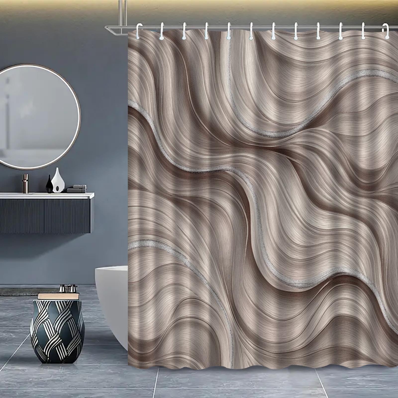KELAIMI Abstract Striped Shower Curtain,Simple Modern Geometric Bathroom Curtain,Waterproof Luxury Bath Curtain with Hooks Style 8 180X180Cm