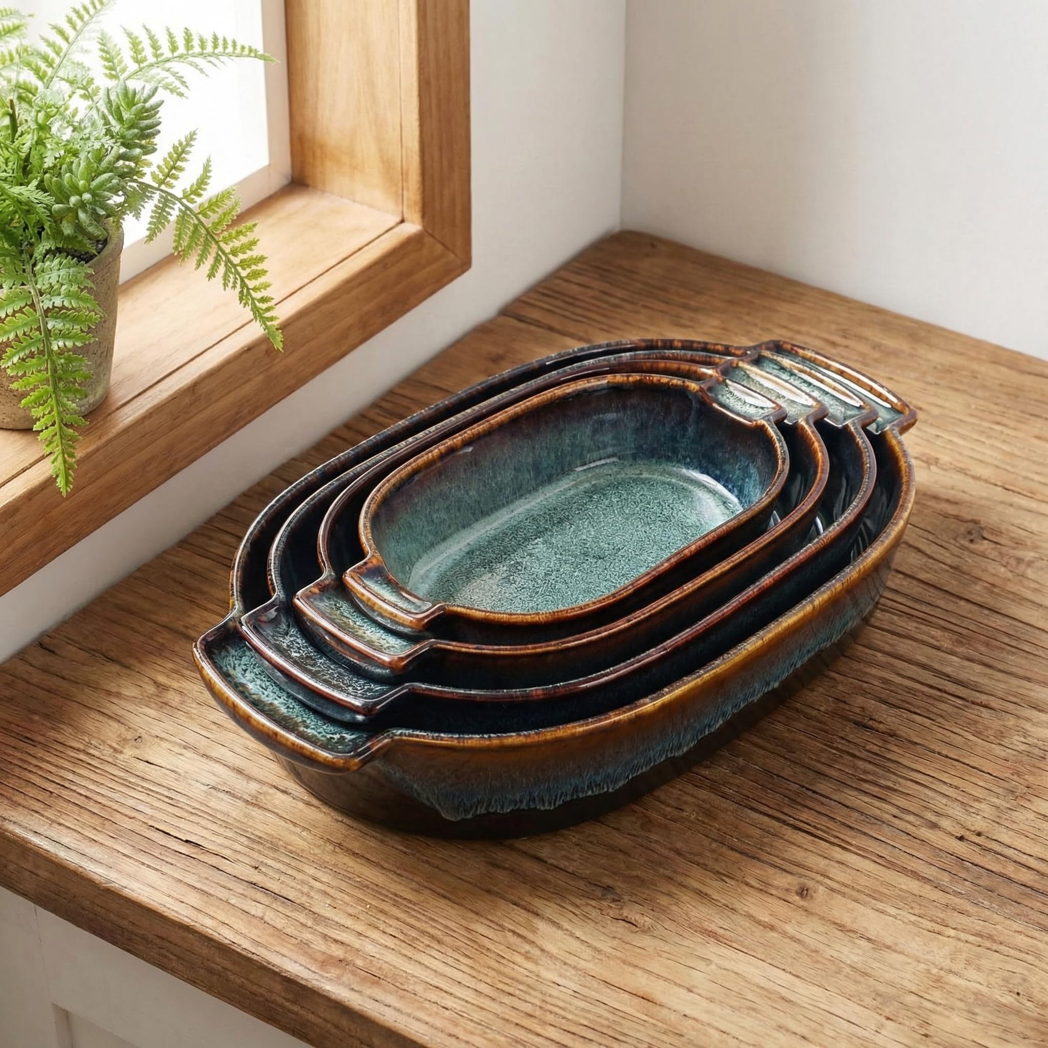 Cazuela de porcelana para hornear, bandeja para hornear de 15.5 onzas para horno, sartenes de cerámica para lasaña, utensilios duraderos para hornear para cocina, decoración del hogar,