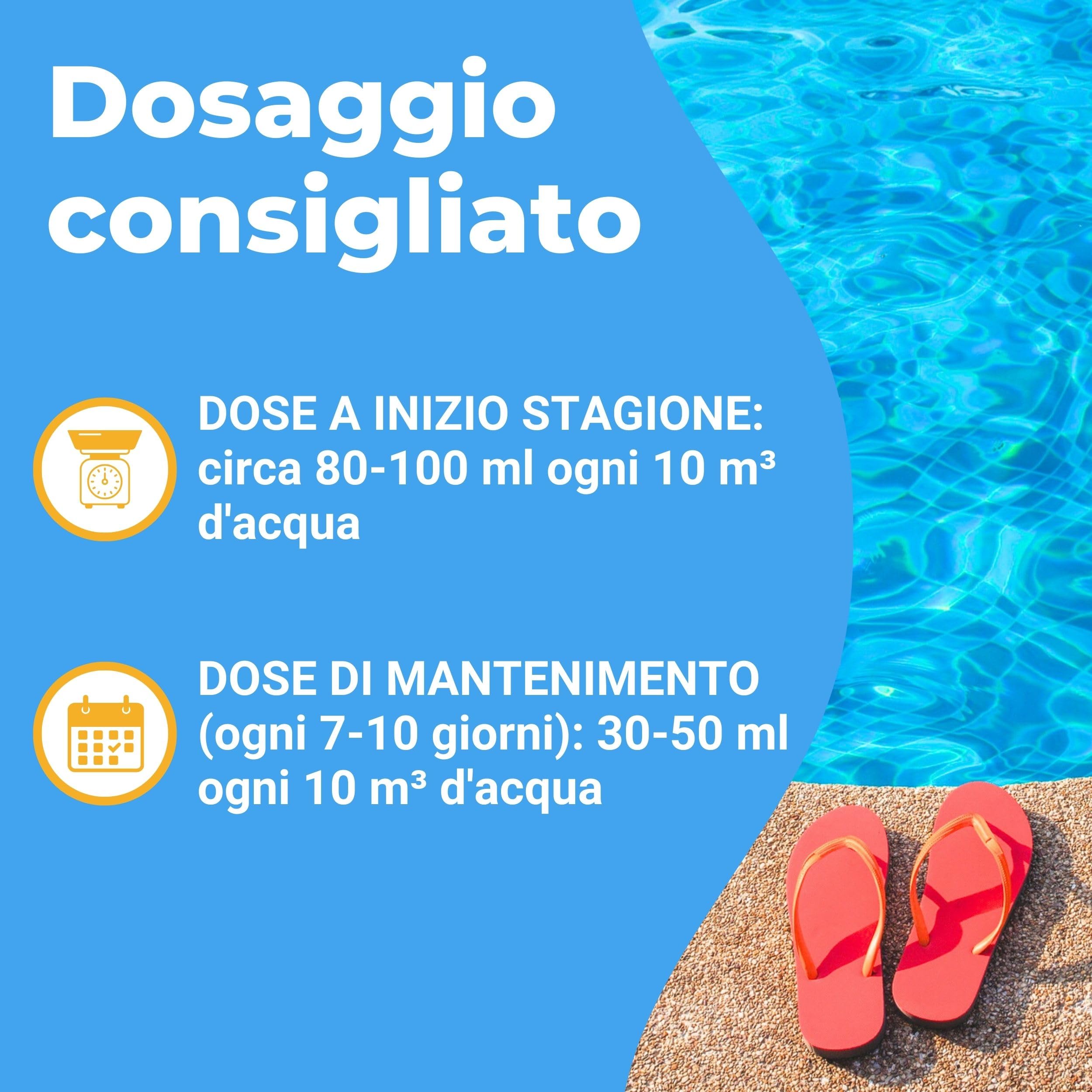 Antialghe per Piscina ALGHICIDA CONCENTRATO - Anti Alghe Tripla Azione Non Schiumogeno, Azzurrante Piscina (25 kg)