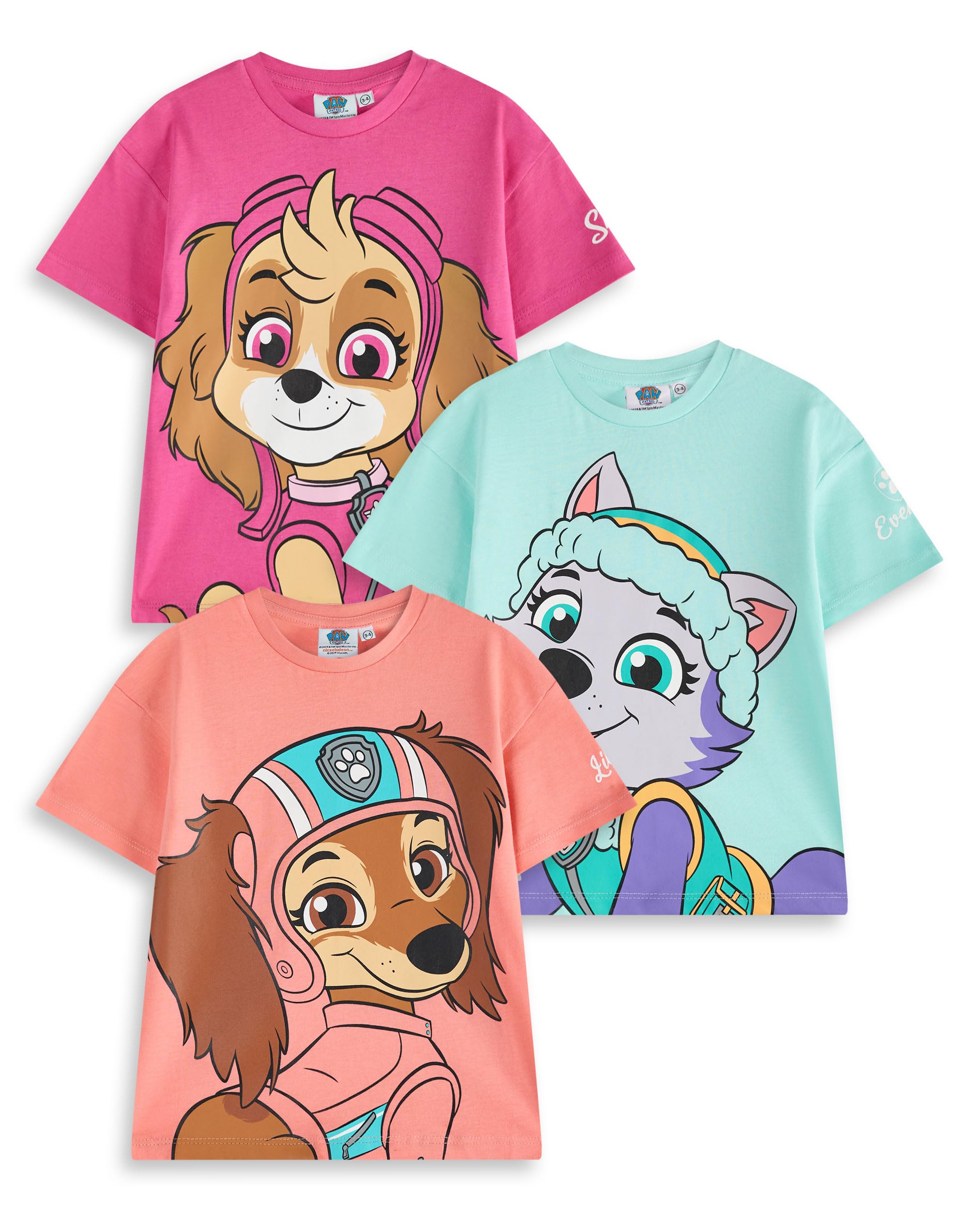 Paw Patrol (4-5 Years) Multi-Pack Of 3 Short-Sleeved T-Shirts (Girls Multicoloured)