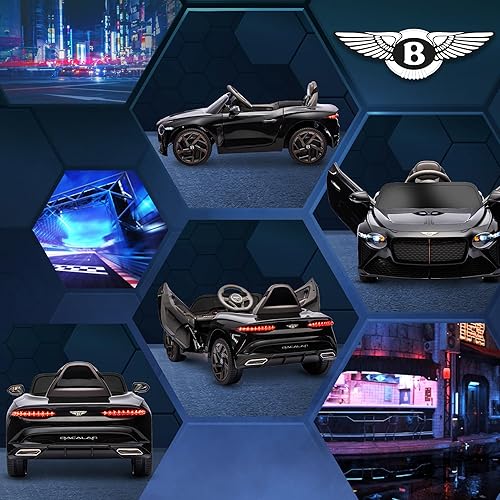 Miniatura 8 de Aosom Bentley Bacalar - Auto eléctrico de 12 V para niños con control remoto, sistema de suspensión, bocina, música, luces, color negro