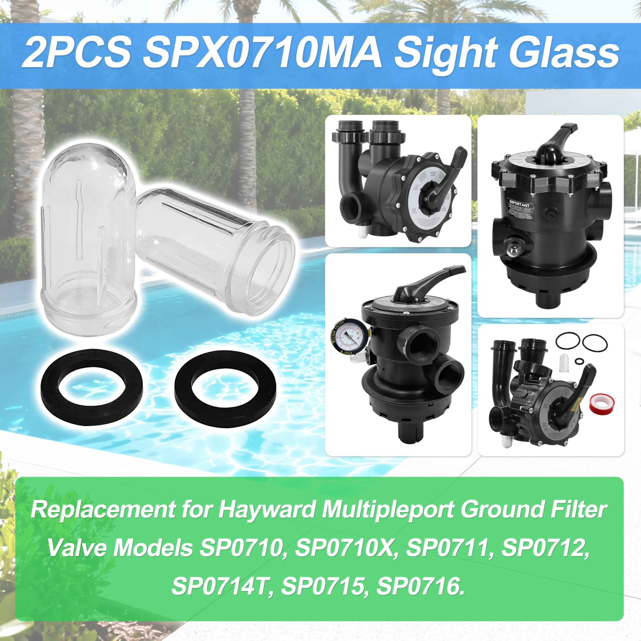Amazon.com: 2 Pack SPX0710MA Sight Glass Replacement for Hayward