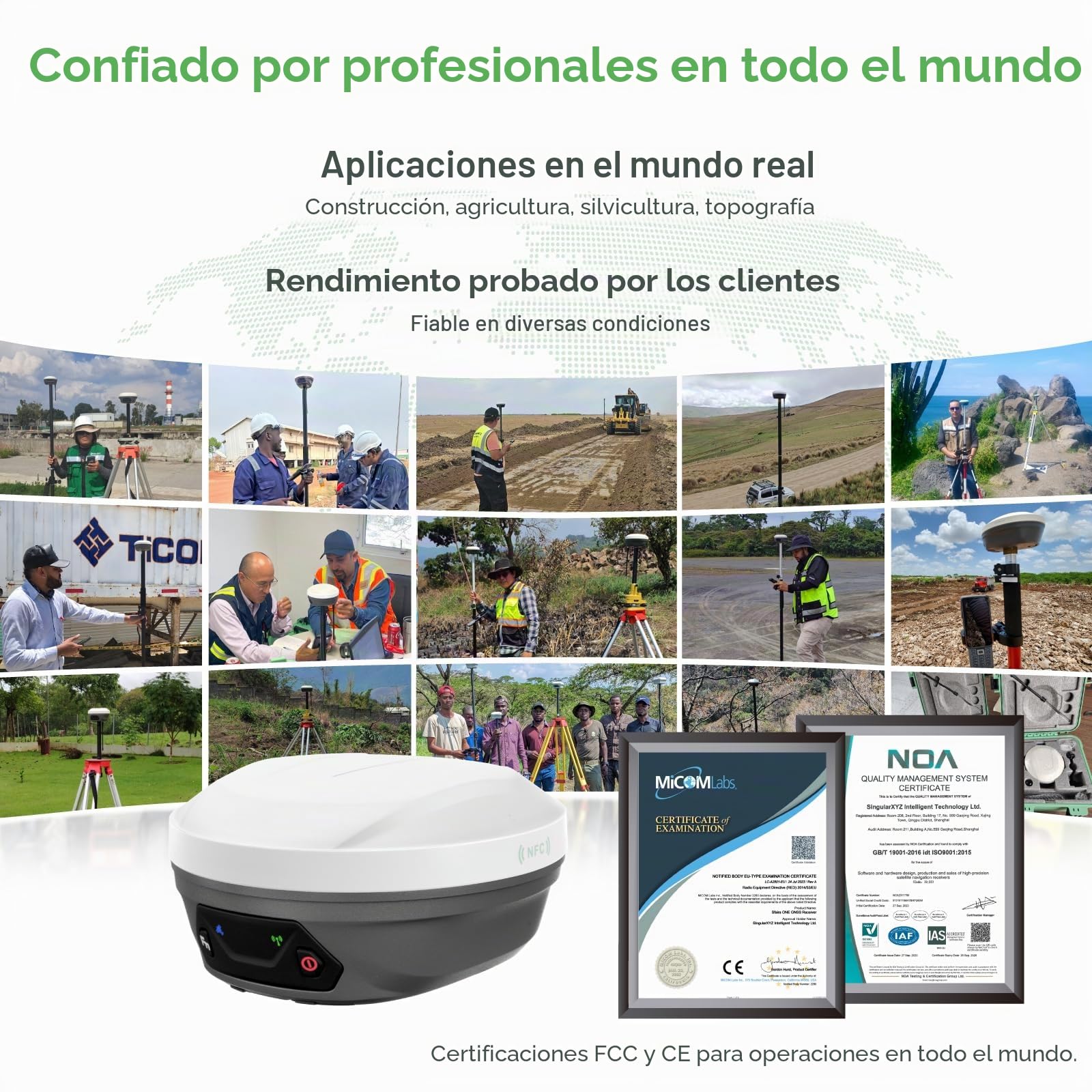 E1 Lite GNSS RTK GPS Equipamiento para Medición Precisa, Detección de Terreno y Mapeo Topográfico, con Corrección CORS, Colector SC200 y Software