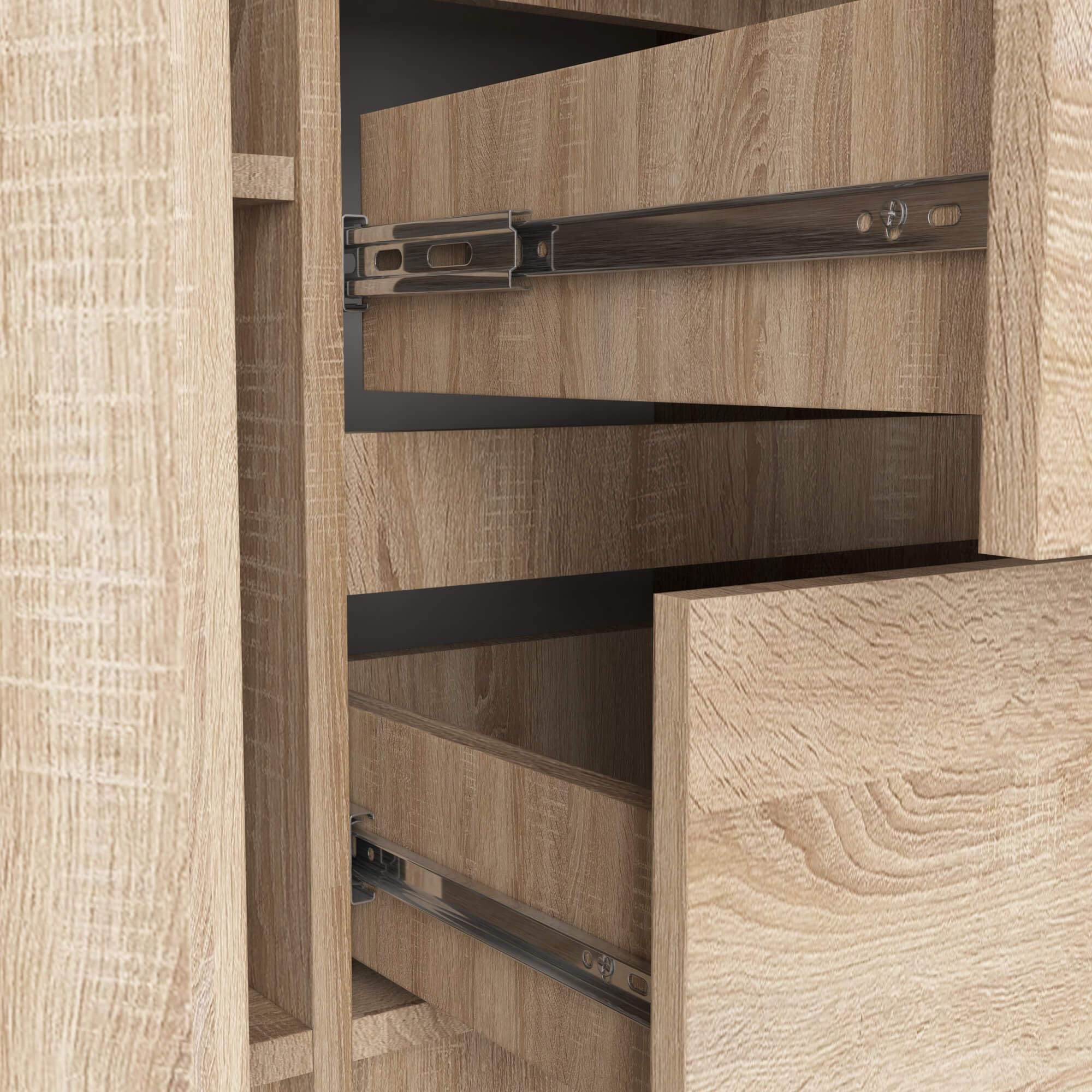 AKORD Cassettiera K100 con 2 Ante e 3 Cassetti | Mobiletti Ingresso Bagno | Armadio Cameretta | Comodino | Design moderno | 35x76x101 cm | Quercia Artisan & Quercia Artisan