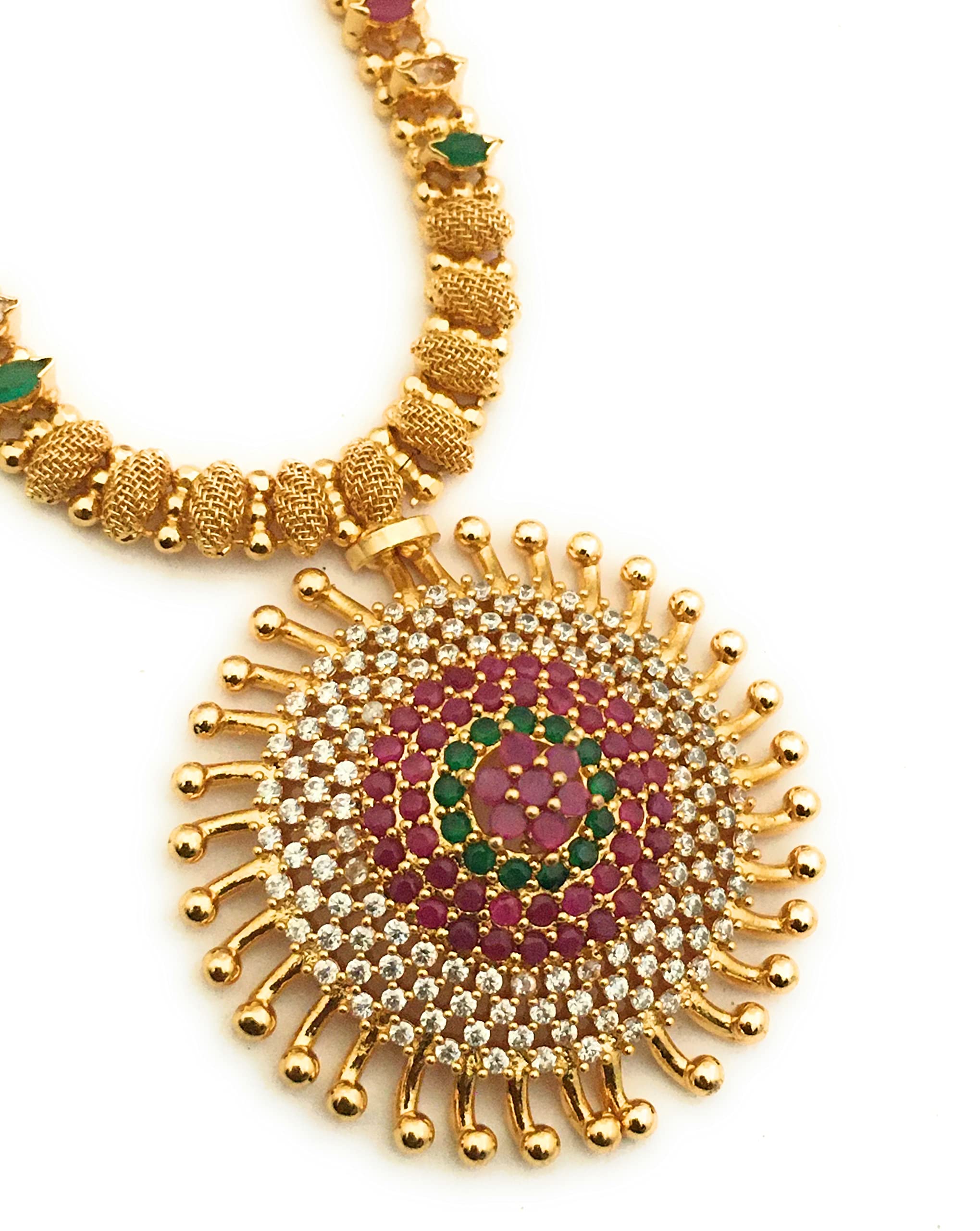 Sasitrends 1 Gram Micro Gold Plated Brass Ad Stone Studded Pendant Short Necklace For Womens (B09V38VHSM) Amazon Price History, Amazon Price Tracker