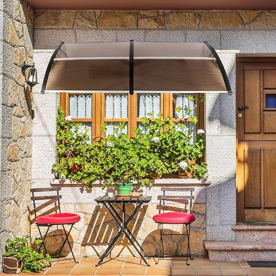 80x40 Window Door Awning Canopy, Polycarbonate Cover Entry Door Outdoor Window Awning Exterior, UPF 50+, Front Door Overhang Awning for Sun Shutter, UV, Rain and Snow Protection, Hollow Sheet