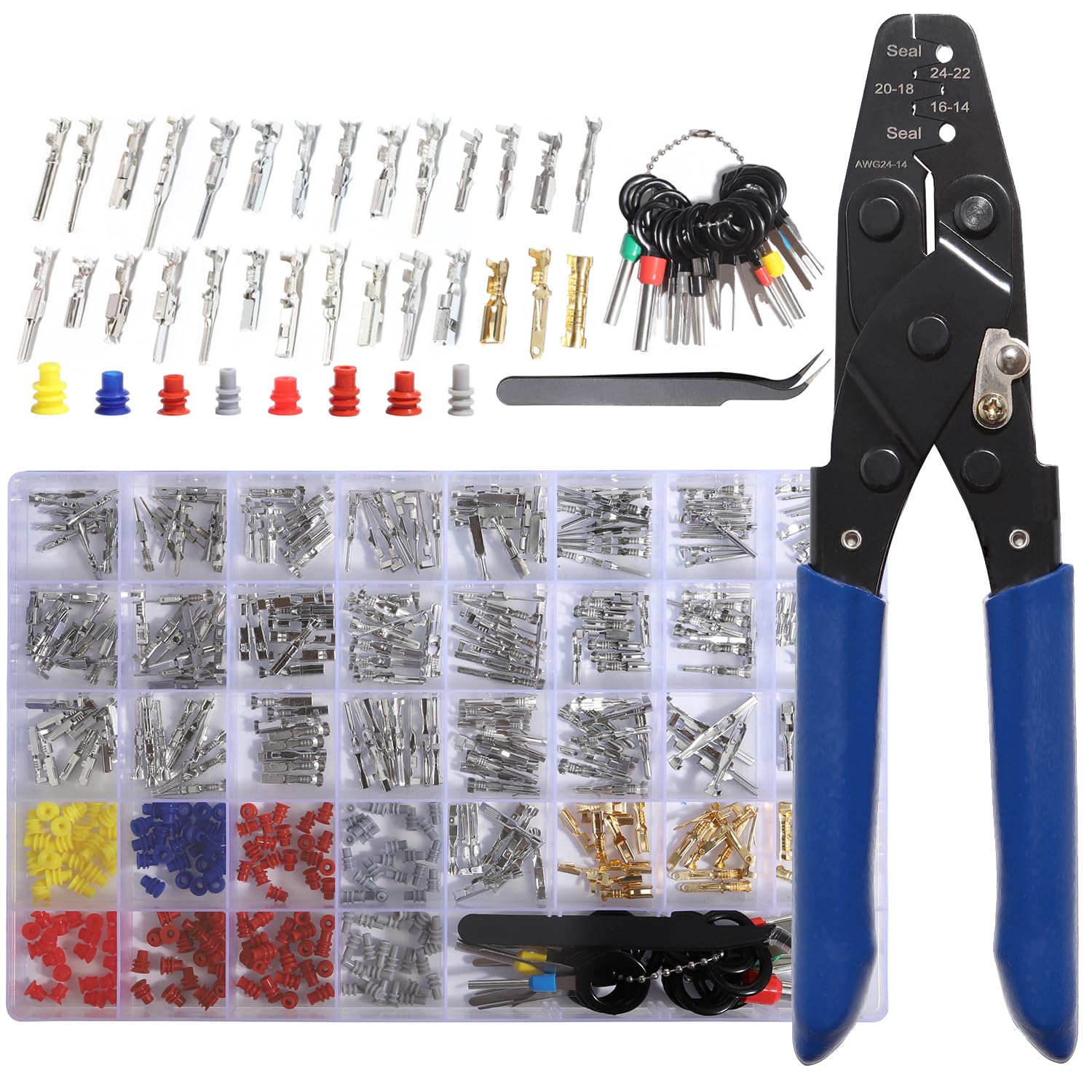 shengbowi Connector Pins Kit Terminal Pin Automotive Car Electrical 1/1.5/1.8/2.2/2.3/2.5/2.8/3.5mm Male&Female Wire Seals Removal Tool kit Motorcycle ATV Wire Non-Insulated Plug Crimp tools Set — image 1