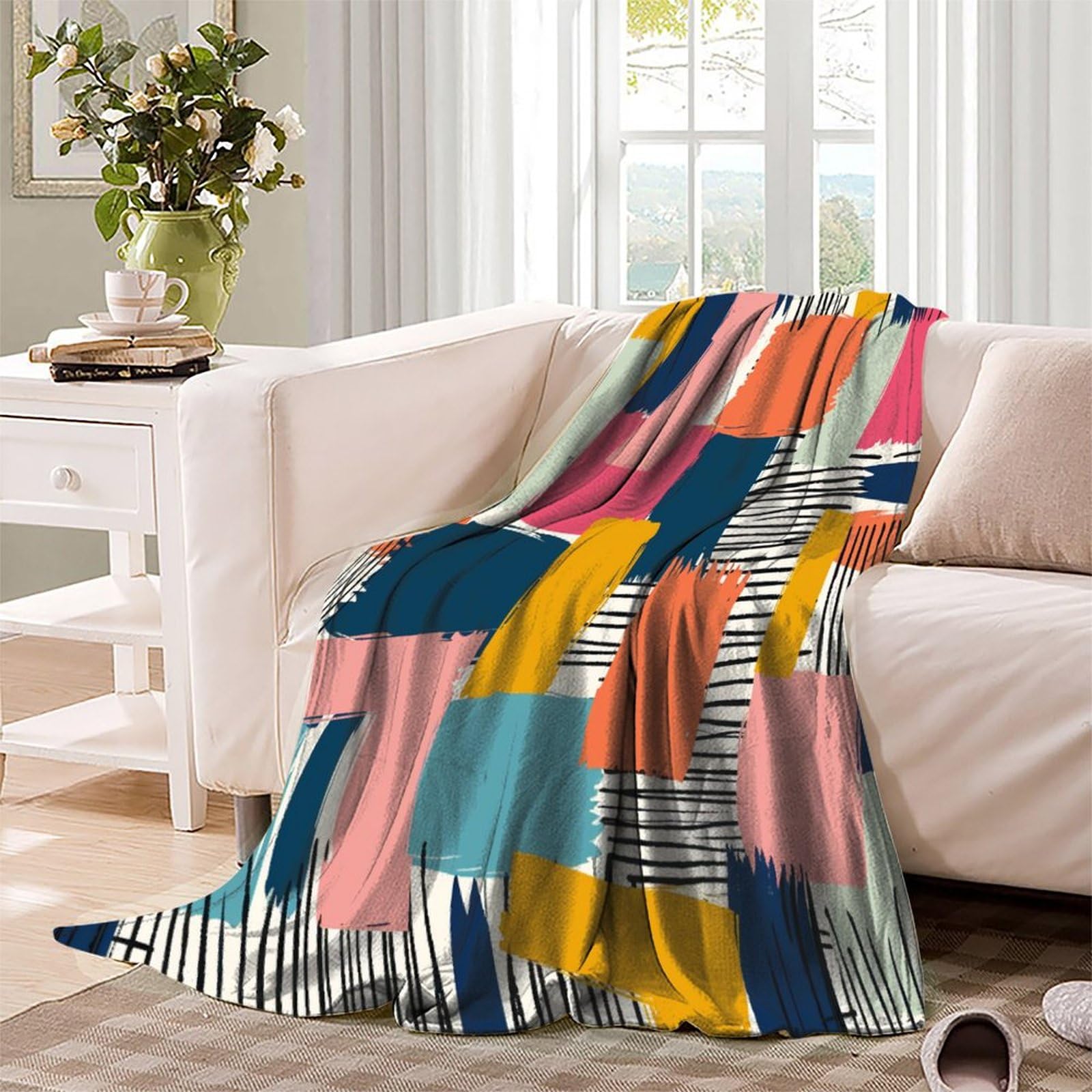 Coperta morbida in pile di flanella, motivo graffiti, regalo di compleanno per amici, famiglia, regalo di Natale per amici e partner, coperta natalizia per divano e letto, 150 x 200 cm