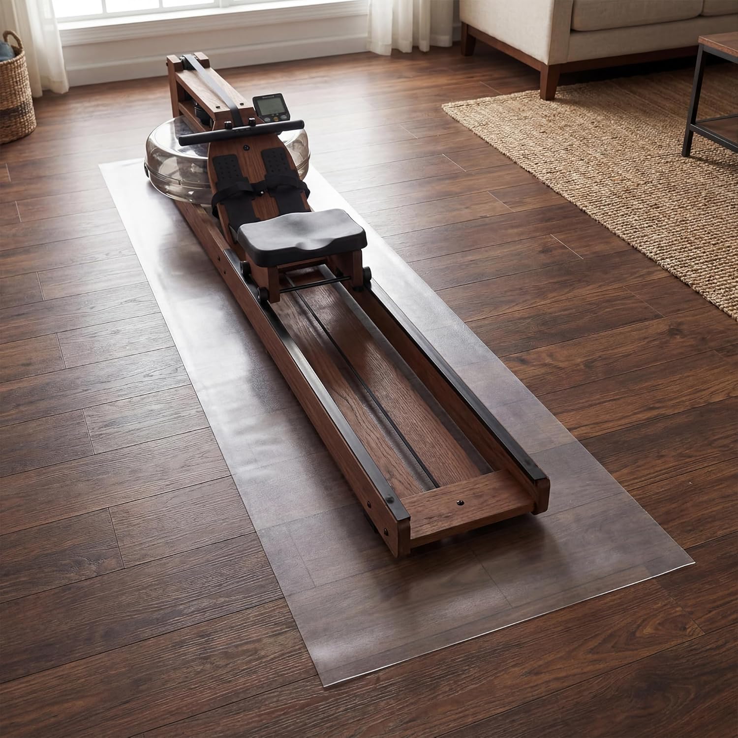 MABOZOO PVC Treadmill Walking Pad Mat, 100 * 35 Inch Transparent Exercise Bike Mat for Carpet & Hardwood Floors, Non-Slip Hardwood Floors Protector for Bike, Elliptical, Treadmill