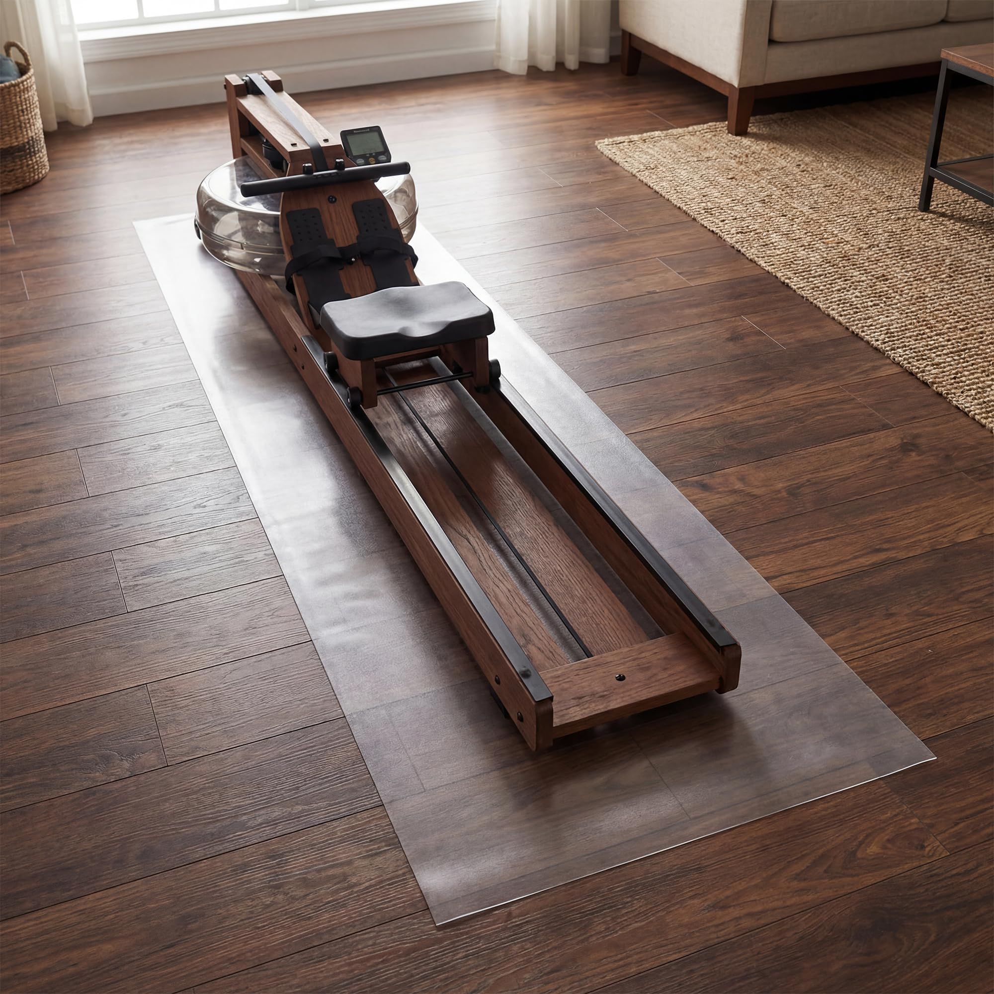 MABOZOO PVC Treadmill Walking Pad Mat, 100 * 35 Inch Transparent Exercise Bike Mat for Carpet & Hardwood Floors, Non-Slip Hardwood Floors Protector for Bike, Elliptical, Treadmill