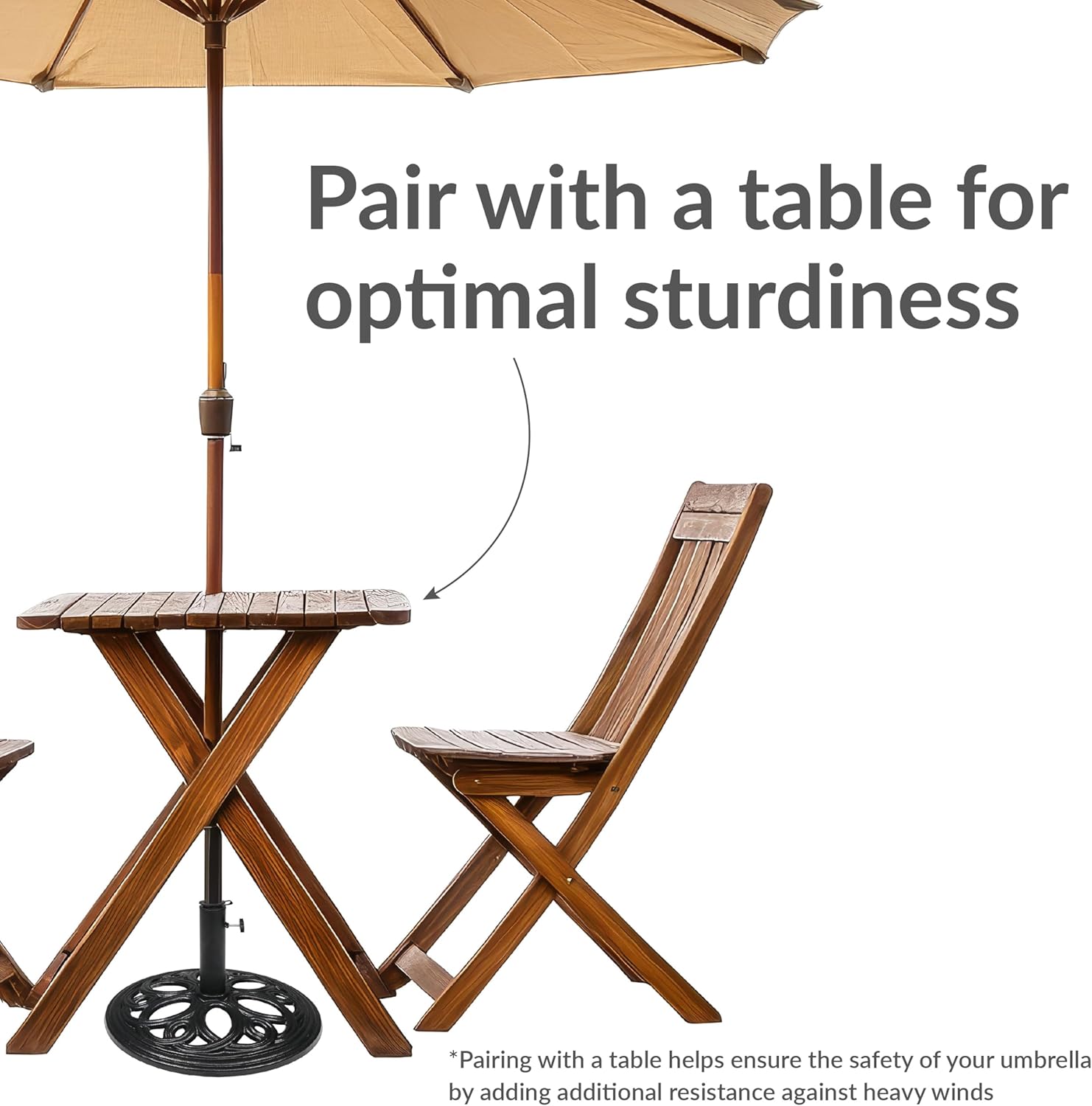 Sunnydaze 24lb Cast Iron Patio Umbrella Base - Heavy-Duty Round Metal Outdoor Market Umbrella Stand for Outside - 18-Inch - Black - Pretty Petals