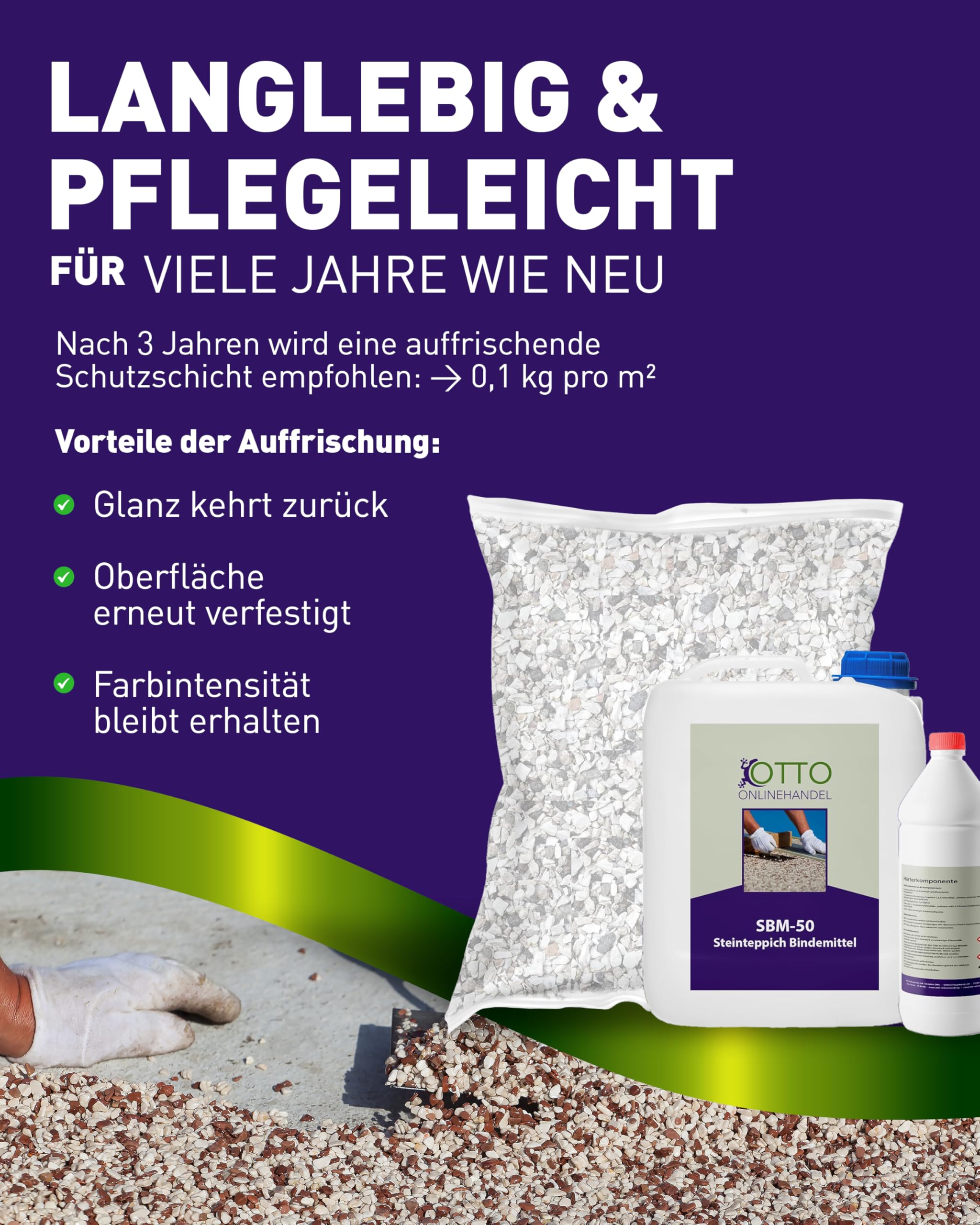 ST-EP Steinteppich Komplett-Set (Beige Botticino) für ca. 2,5m² inkl. 2K Epoxidharz Bindemittel, natürlicher Steinboden, Marmorkiess