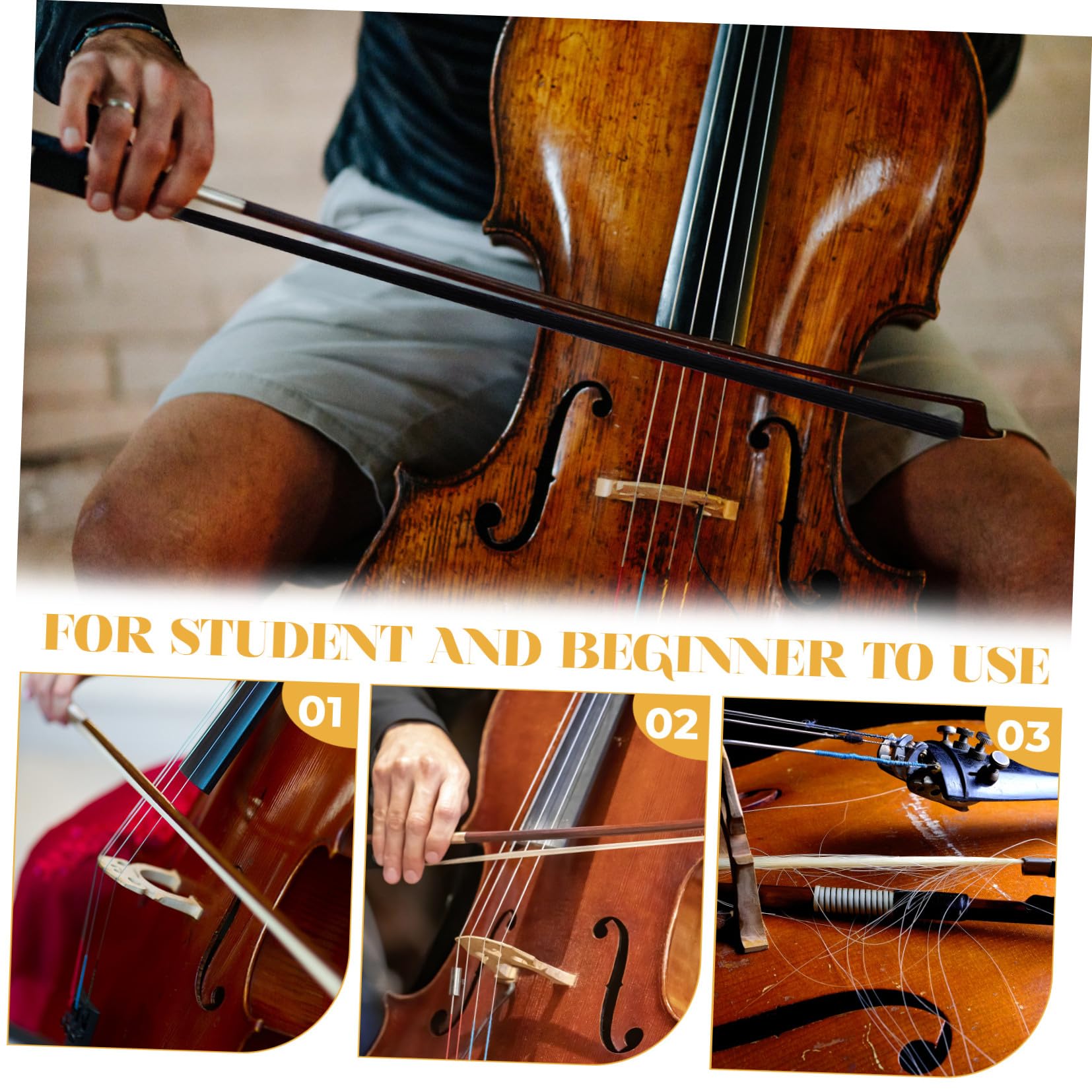 ifundom 5pezzi Accessori Per Violoncello Ricambio Professionale Pelo Di Cavallo Per Da Facile Installazione e Ottima Funzionalità Per Musicisti Principianti e Professionisti