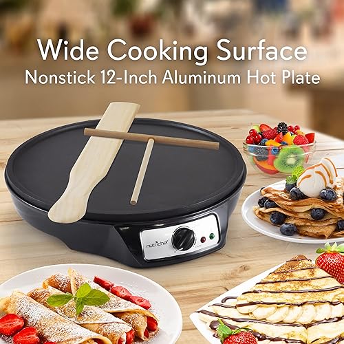 Miniatura 3 de nutrichef Máquina eléctrica de crepas y plancha - Placa de cocina desmontable fácil de limpiar - Cocina crepes, tocino, tortillas y tortillas - Área