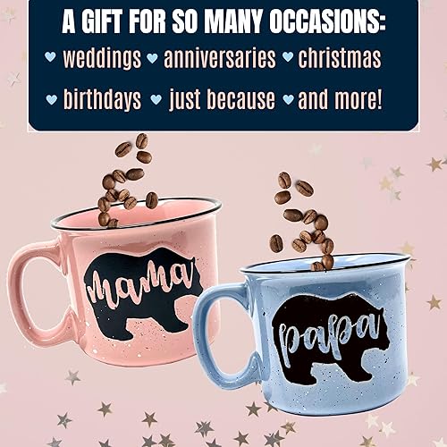 Vista 42 de Mama Bear & Papa Bear 15 oz Coffee Mug Set - Cute Coffee Cup Gift Set for Men and Women - Unique Fun Gifts for Couples, Parents, Grandparents for