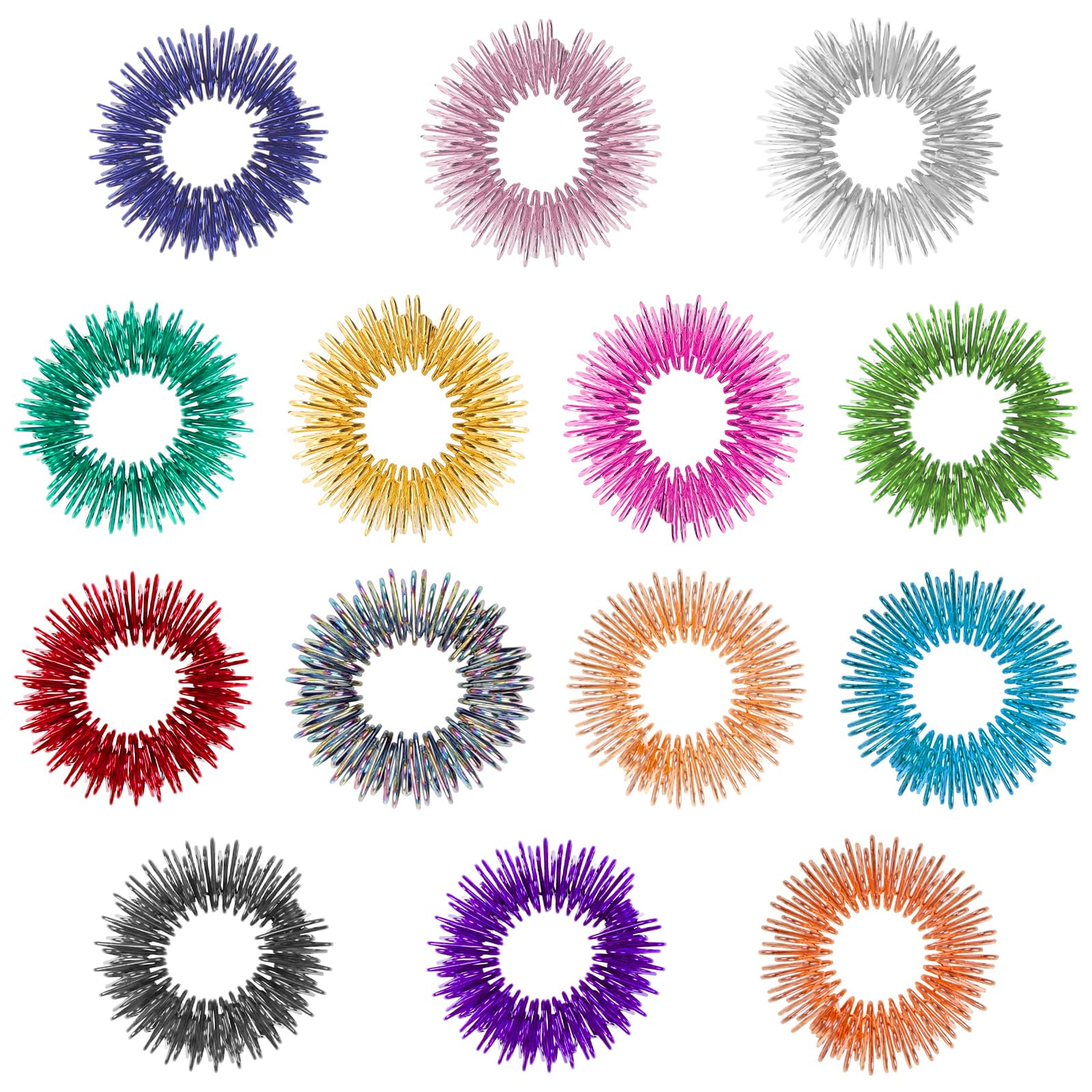 LLMSIX 14 Pieces Acupressure Rings Fidget Rings Trichotillomania Fidget Toys Sensory Rings Silent Fidget Toys Stress Relief Rings Sensory Finger Rings Relief Toys Set for Adults Silent Stress Reducer