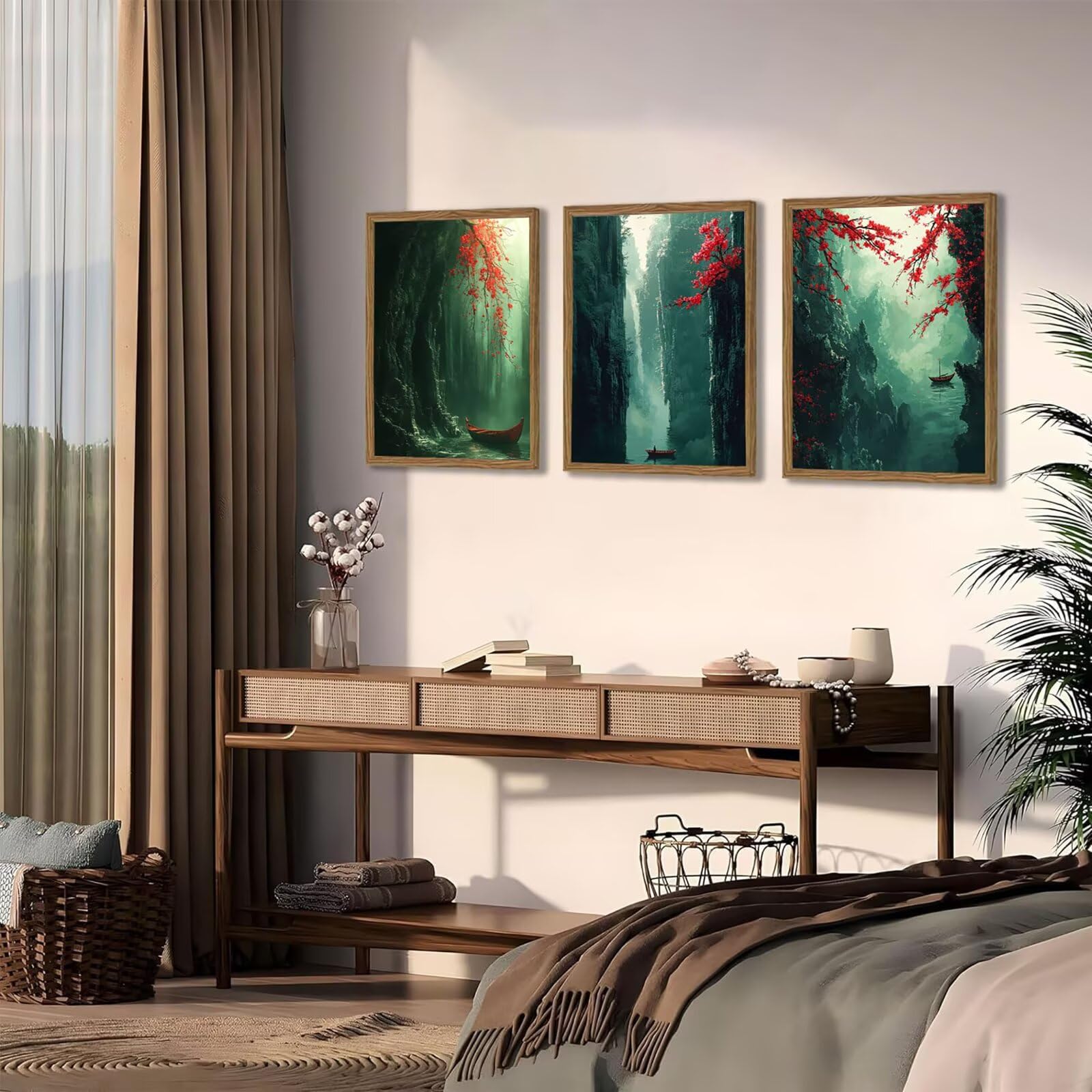 Generico Cnyaunfi 3 Pezzi Paesaggio Pittura Diamante Fai-Da-Te, 5D Verde Diamond Painting Kit Completo per Hobby Creativi Adulti, Per La Decorazione Della Parete Di Casa 70x90cm YF-3349