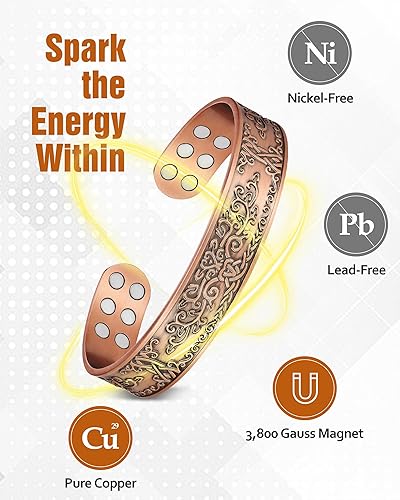 Miniatura 2 de Jecanori Pulseras magnéticas de cobre eficaces para hombres, pulsera magnética ultra fuerte con herramienta de tamaño