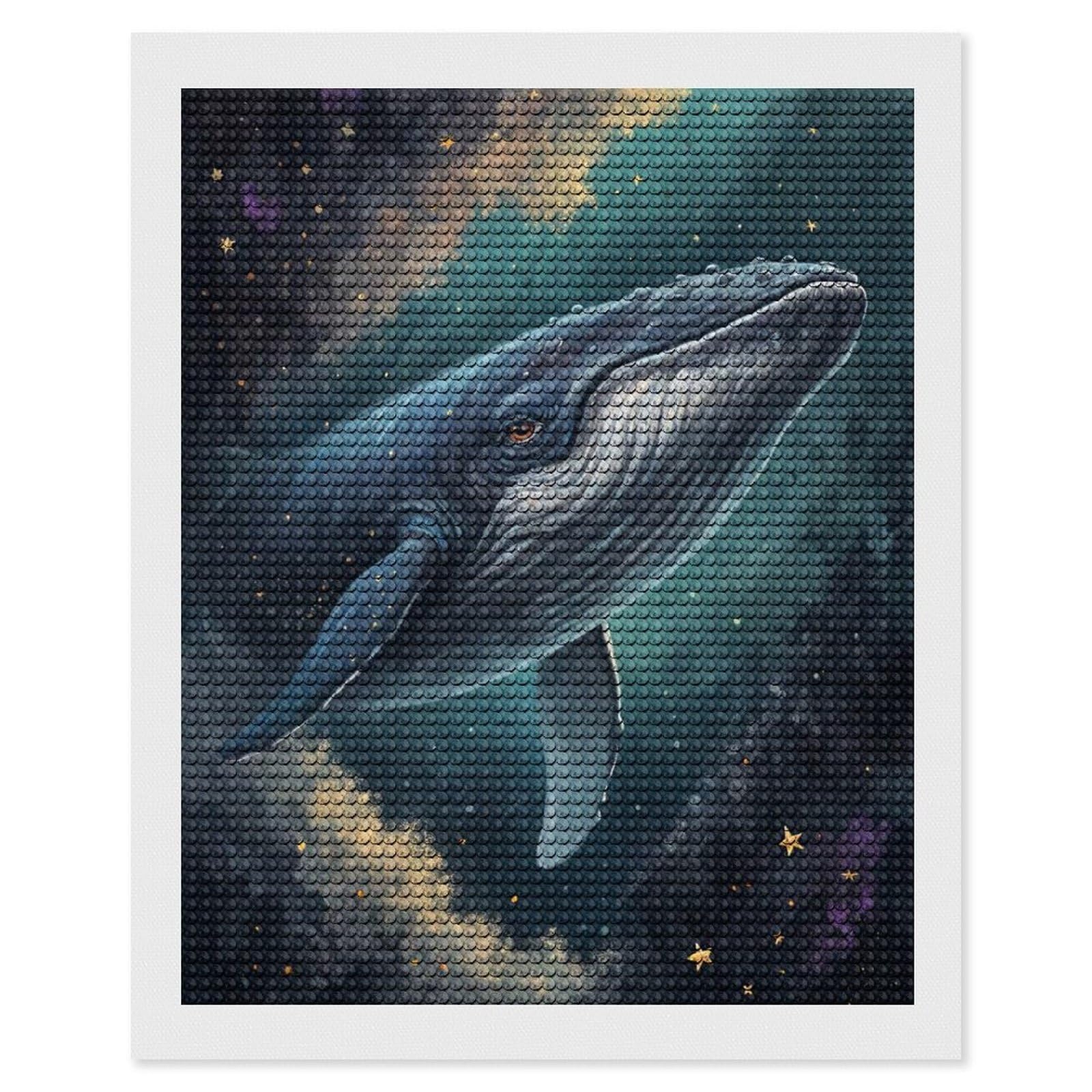 Junmoney Whale in A Starry Sky Diamond Painting Canvas Set 16"x20", Easy to Enjoy, Adhesive Canvas, Office Decor, Holiday Gift Idea, with Tool Kit