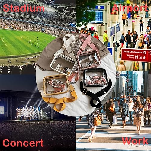 Miniatura 6 de KlaOYer Bolsos cruzados transparentes del PVC, bolso de hombro transparente aprobado por el estadio, bolso pequeño cuadrado del teléfono del bolso