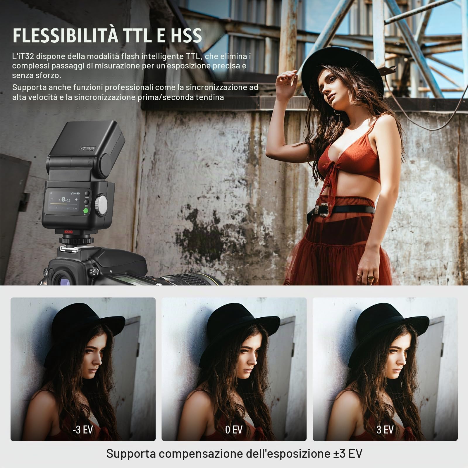 Godox IT32 Flash per Fotocamera TTL con Trigger X5N per Nikon Camera 2.4G GN18 510 Flash a Piena Potenza Touchscreen Riflettore Integrato Luce LED Filtro Colore Magnetico