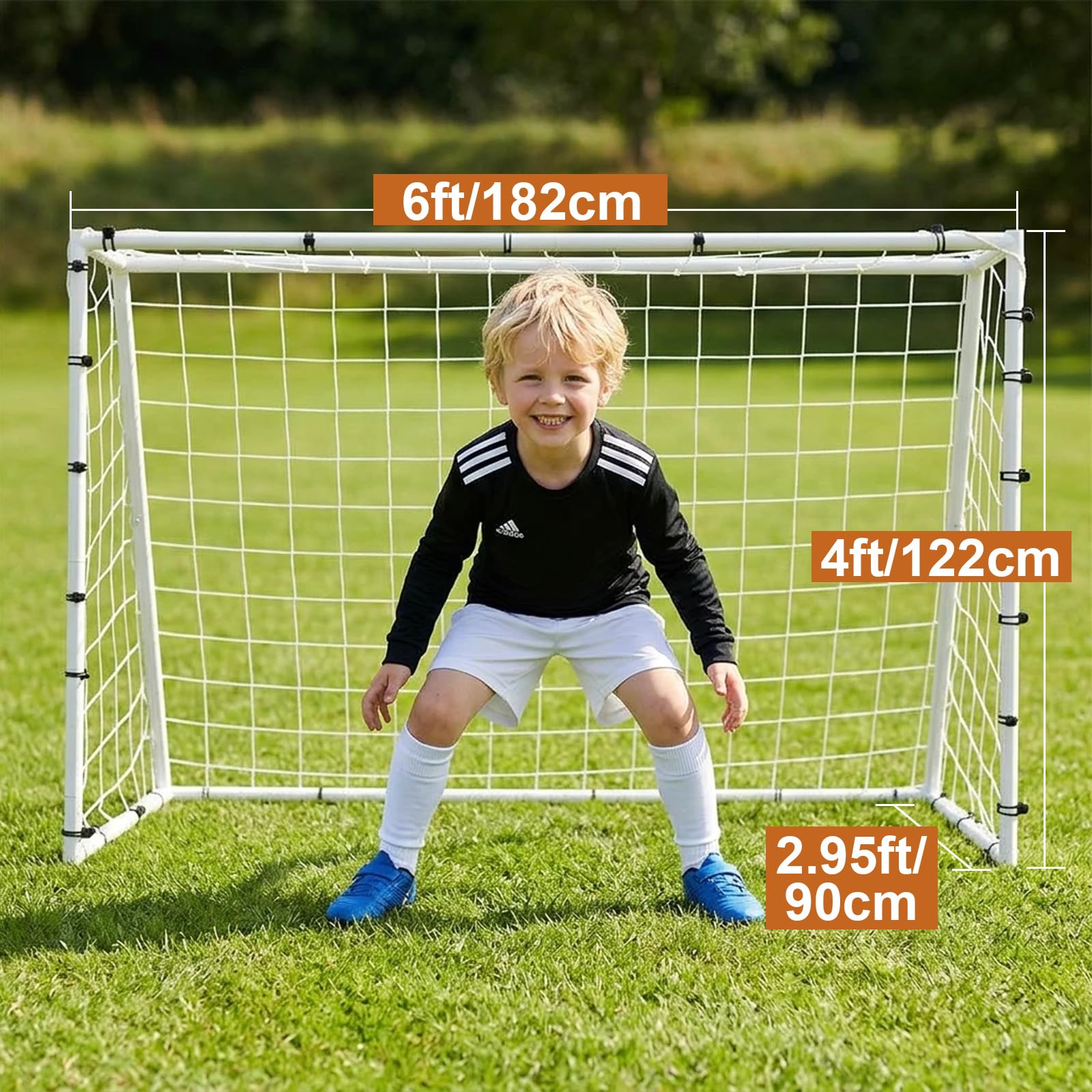 Porta da calcio per giardino, in metallo resistente e montaggio senza