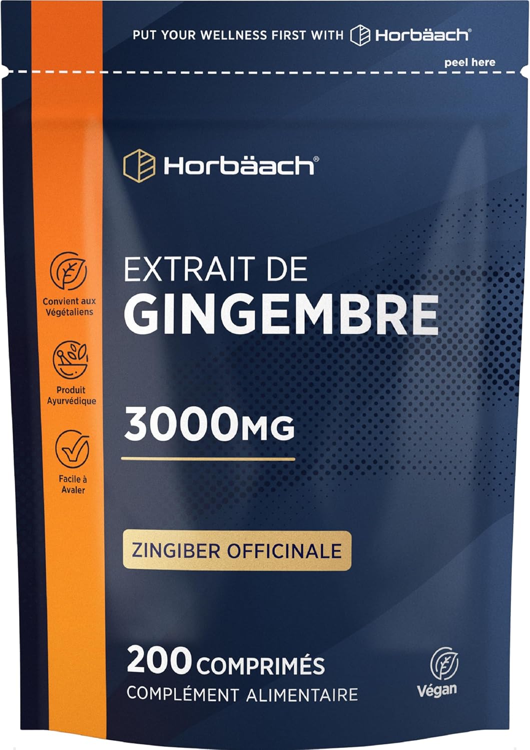 Ginger Capsules 3000mg | 200 Vegan Tablets | Ginger Powder | Source of Iron, Potassium, Vitamin C, Magnesium | Zingiber Officinale | Ginger Root | Horbaach