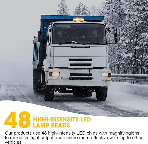 Miniatura 7 de Leelosp Paquete de 3 mini barras de luz estroboscópica para techo, 48 luces LED estroboscópicas de advertencia de base magnética, luz intermitente