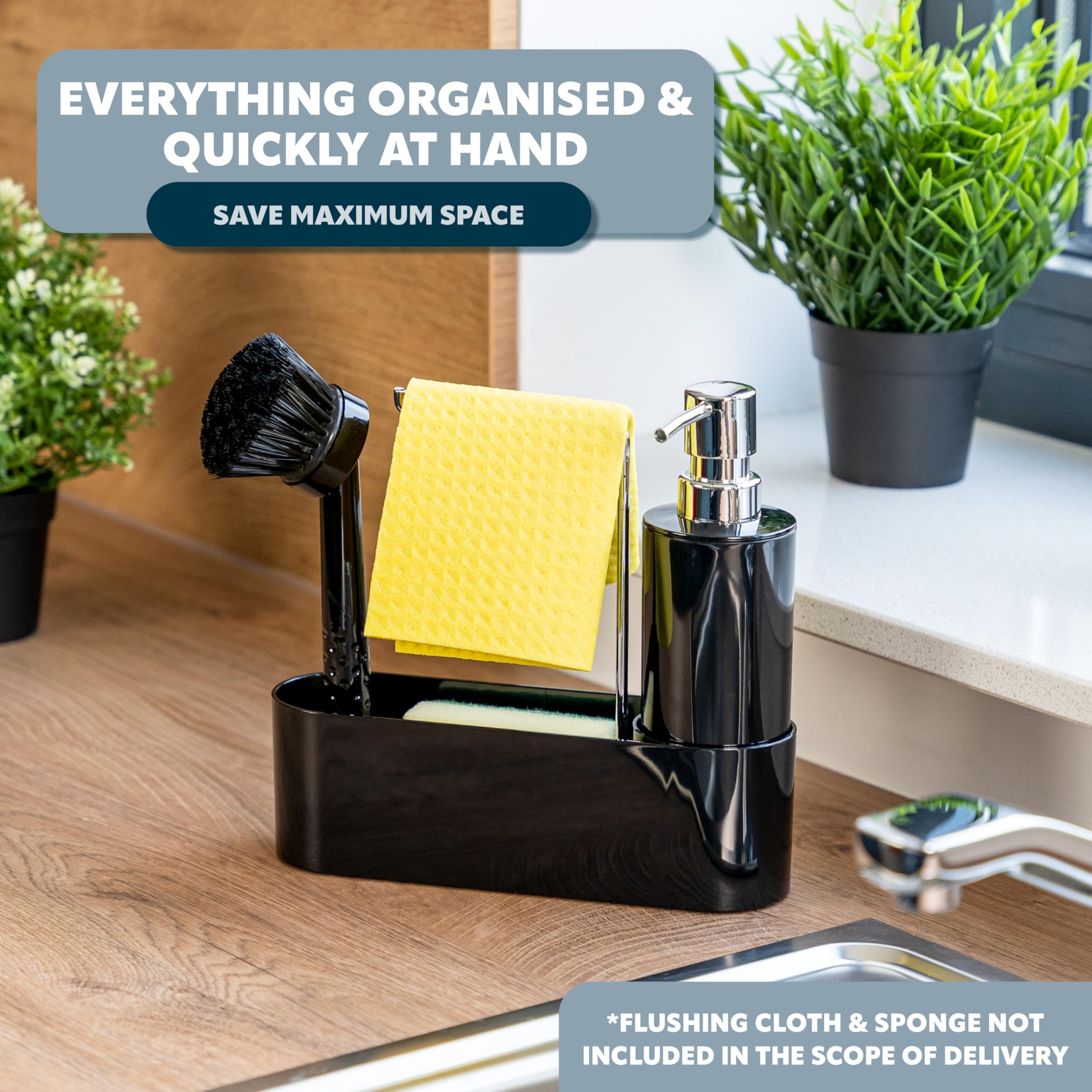 Bremermann Organizer Da Lavello In Acciaio Inox – Porta Spugna E Porta Spazzole, Vassoio Antigoccia, 18x13x12 Cm