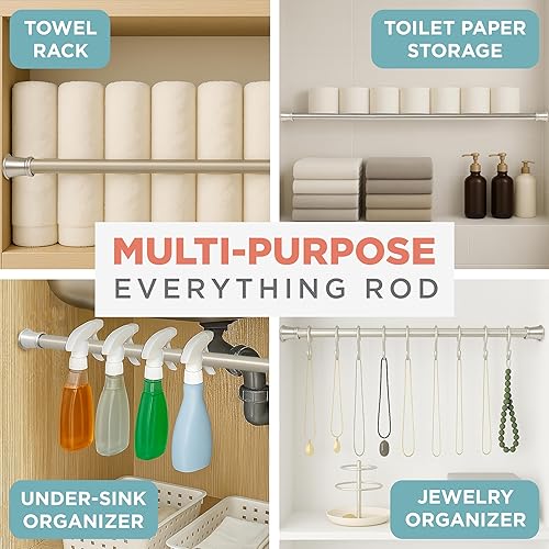 Miniatura 3 de Zenna Home Tension - Barra de cortina de ducha, sin taladro, barra de cortina de tensión ajustable para baño, resistente al óxido, fácil