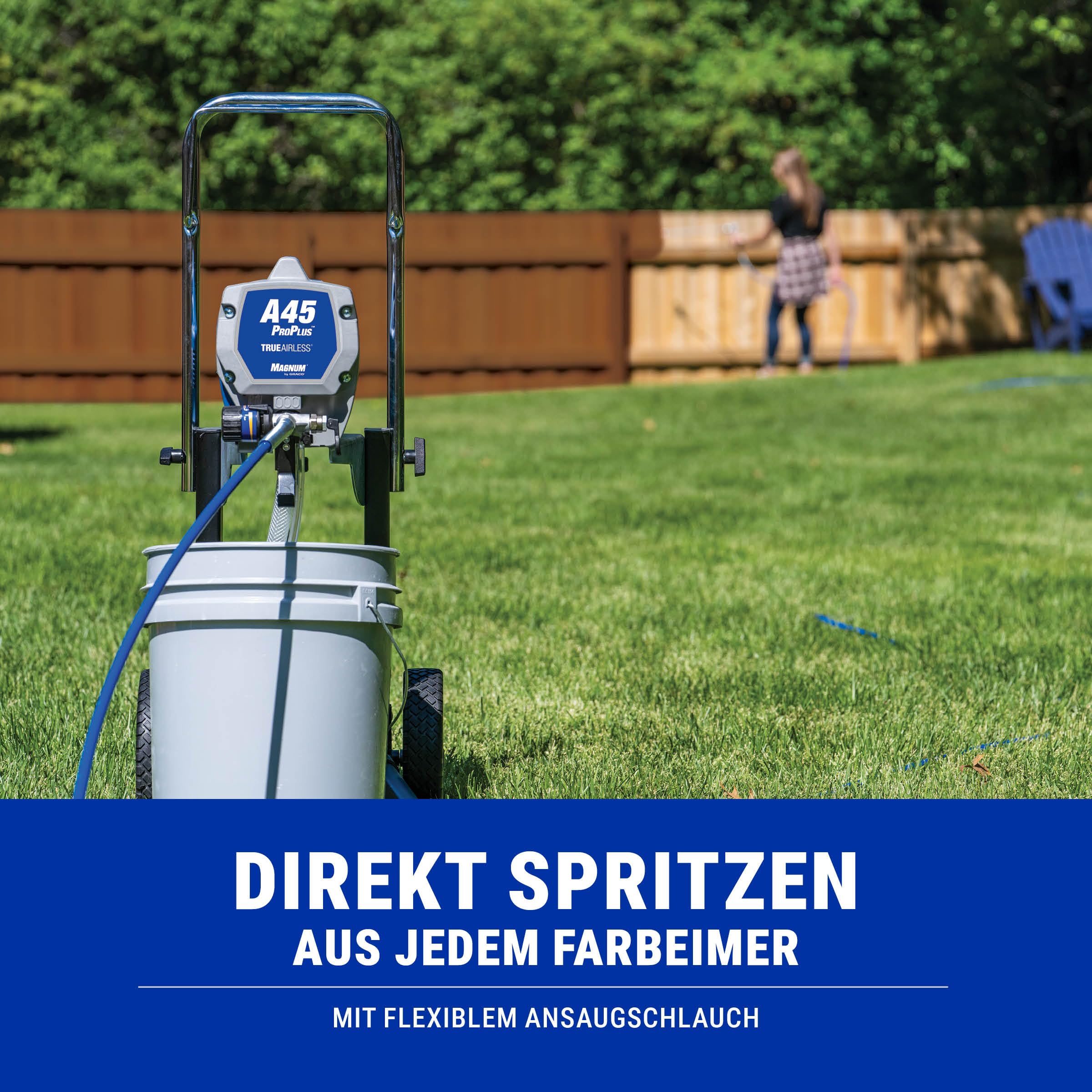 Graco Magnum 17C245 A45 ProPlus Elektro-Airless-Spritzgerät | Mobiles Gerät auf Rädern, Edelstahlpumpe, TrueAirless-Düse, für Farbe, Lasur & Lack, große Projekte