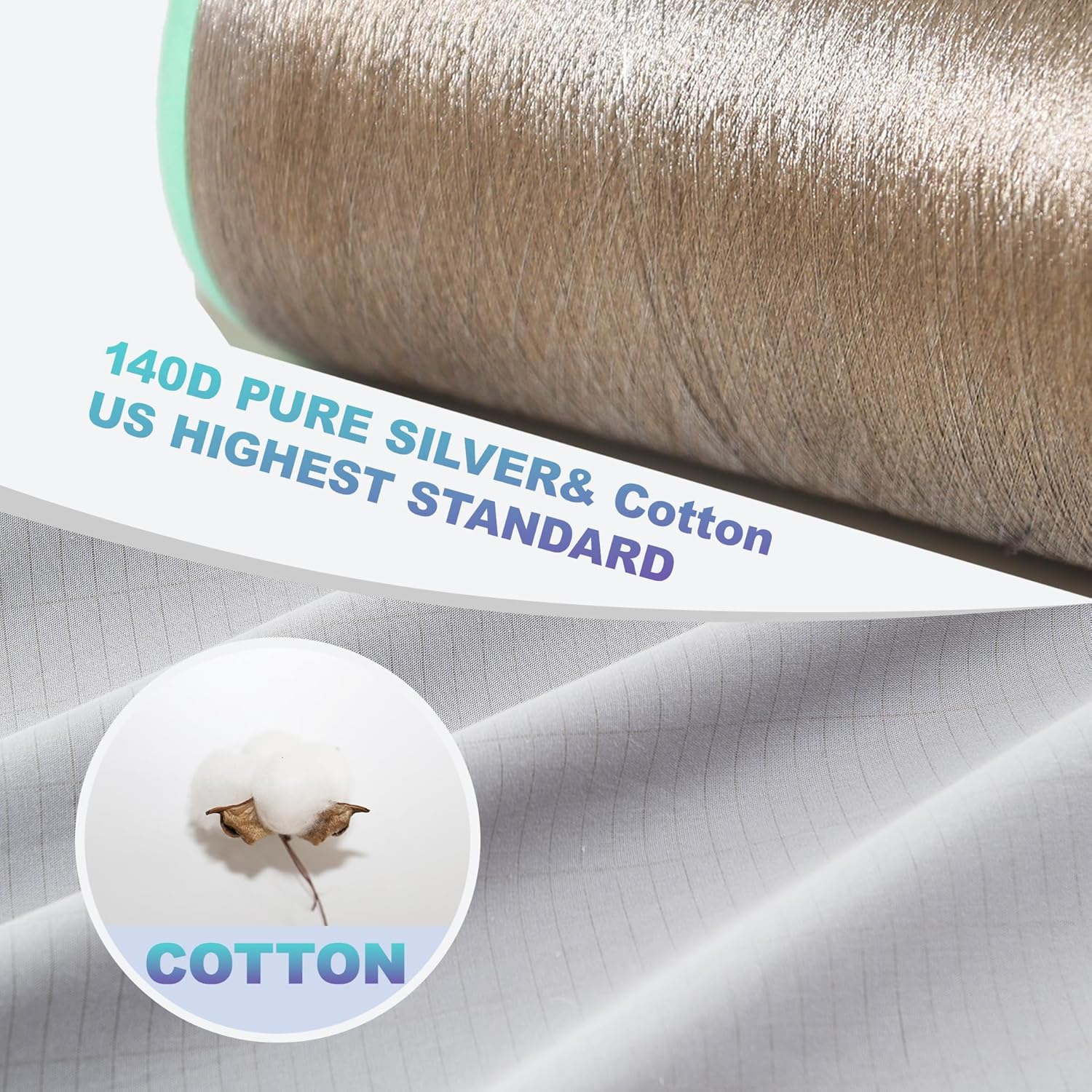 Grounding Sheets Queen,10% Pure Silver Fiber+90% Organic Cotton,Deep Pocket Grounding Bed Sheets.Grounded Fitted Sheets Set.