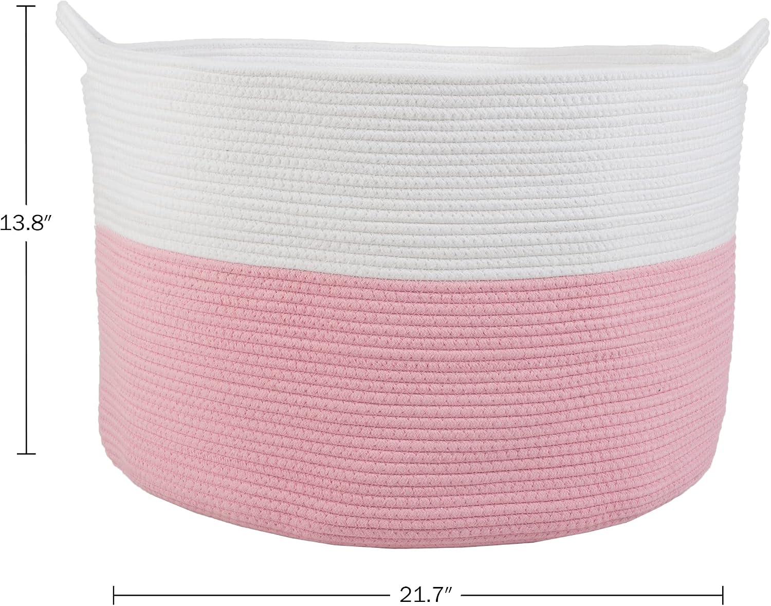 Extra-Large Basket - Cotton Rope Basket with Handles for Laundry, Blanket, Pillow, and Toy Storage - Baskets for Organizing by Home-Complete (Pink) image 2