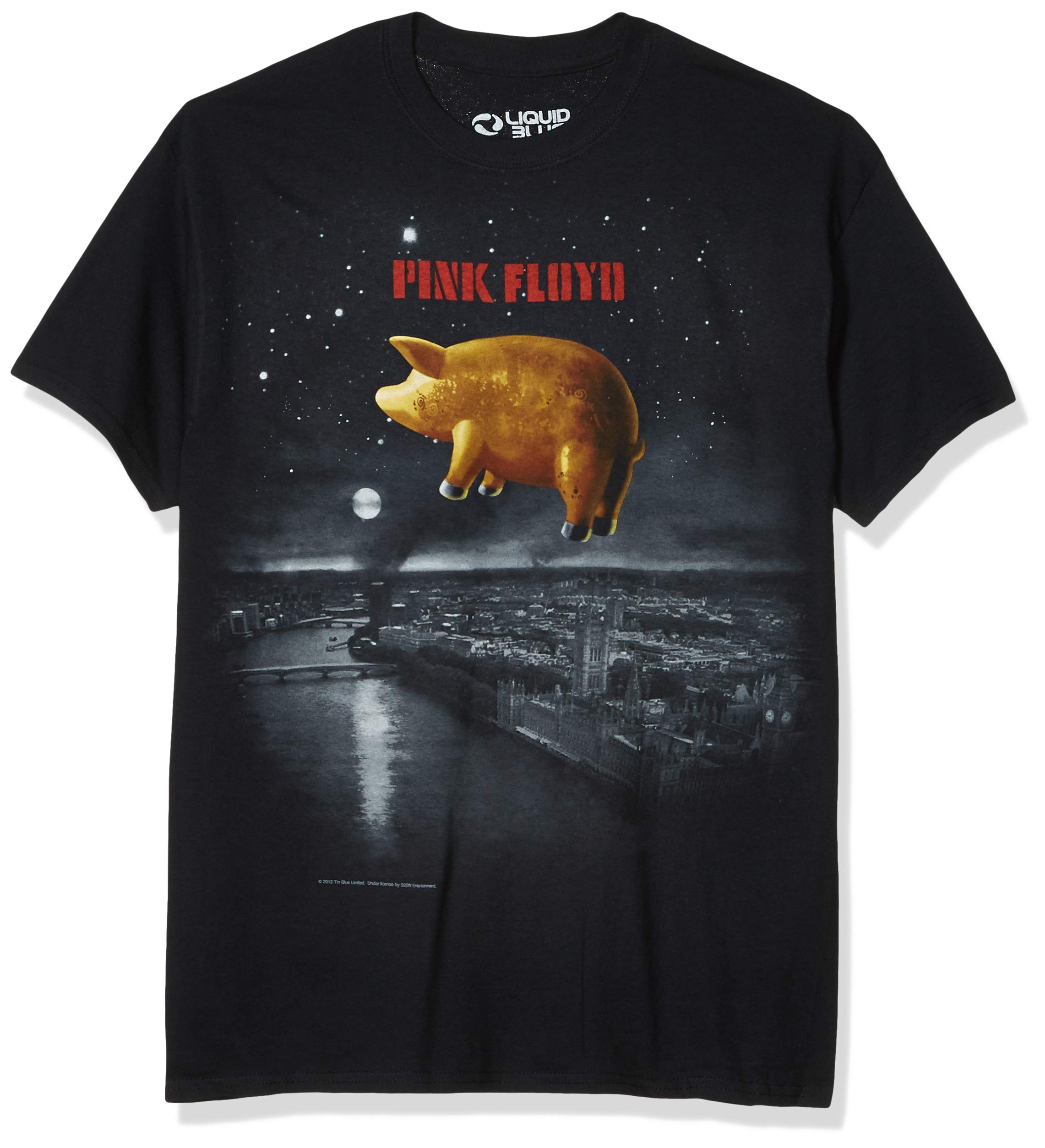 Liquid BlueMen's Pig Over London T-Shirt, Blue,pink