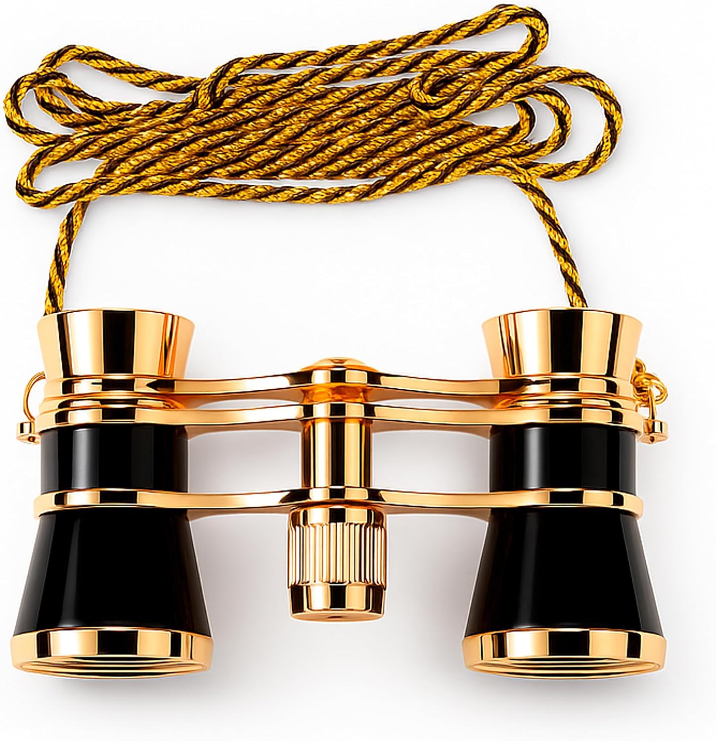 HQRP 3x25 Opera Glasses Theater Binoculars, w/Crystal Clear Optic (CCO), Black with Gold Trim w/Necklace Chain, for Adults Kids Women in Musical Concert Sport Events etc.