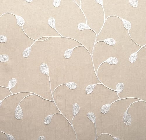 Miniatura 8 de Miuco - Cortinas con ojales de lino sintético, semitransparentes, bordadas con flores, para sala de estar