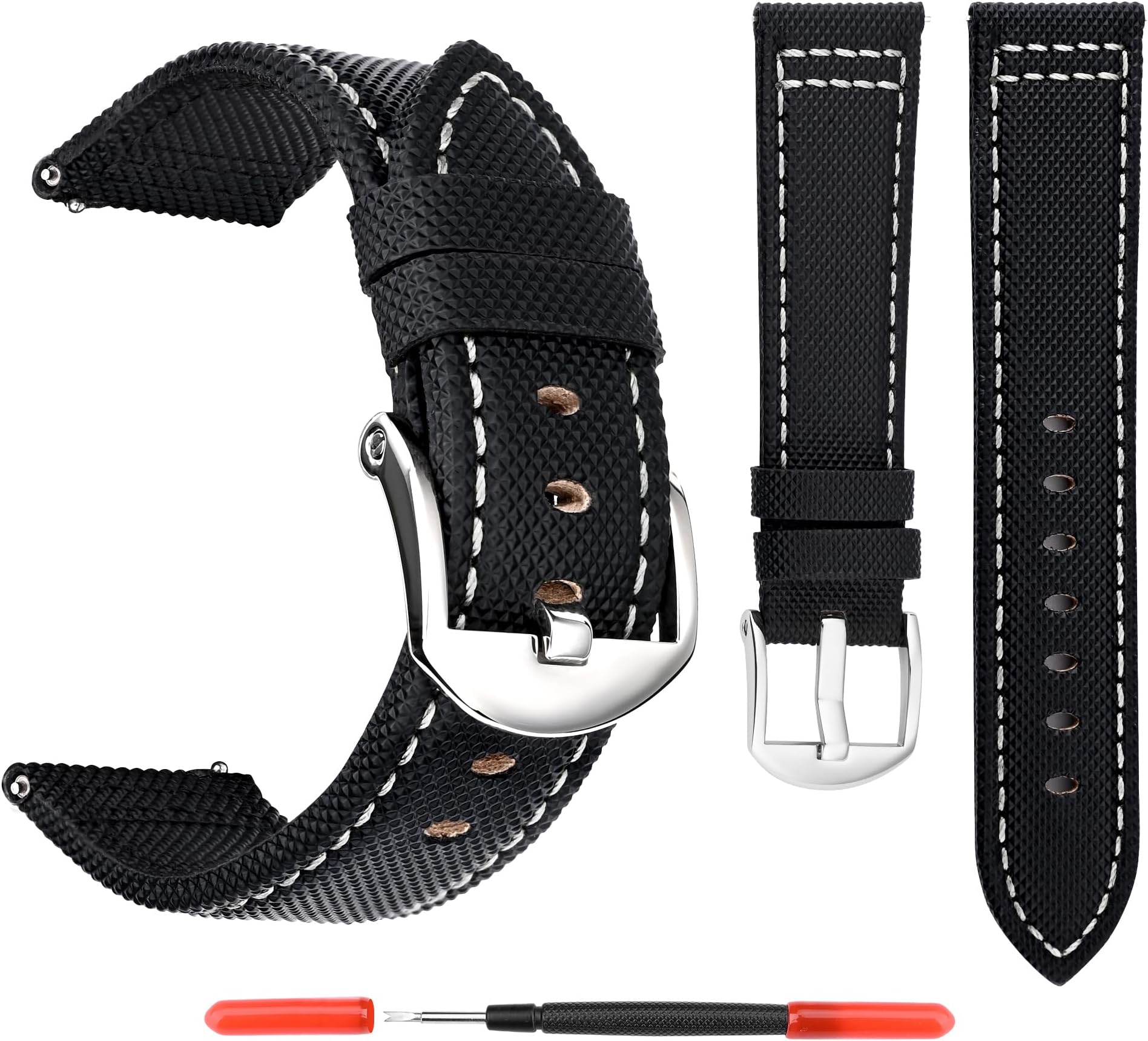 UOEPOWAPU Leather Watch Strap Compatible with Fossil Tissot Suunto Etc, Watch Band with Tool, Exquisite Stitching & Pin Buckle, Quick Release Replacement Watch Bands for Men Women
