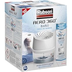 Placas Anti Humedad Rubson AERO 360º Baño, deshumidificador portátil sin cable para baño, absorbe humedad para la circulación del aire, disipador de condensación antihumedad, dispositivo y tableta (450 g)