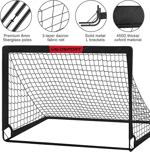 Miniatura 3 de Juego de porterías de fútbol para niños para patio trasero  2 de 4 x 3 pies, equipo de entrenamiento de portería de fútbol portátil, red de fútbol